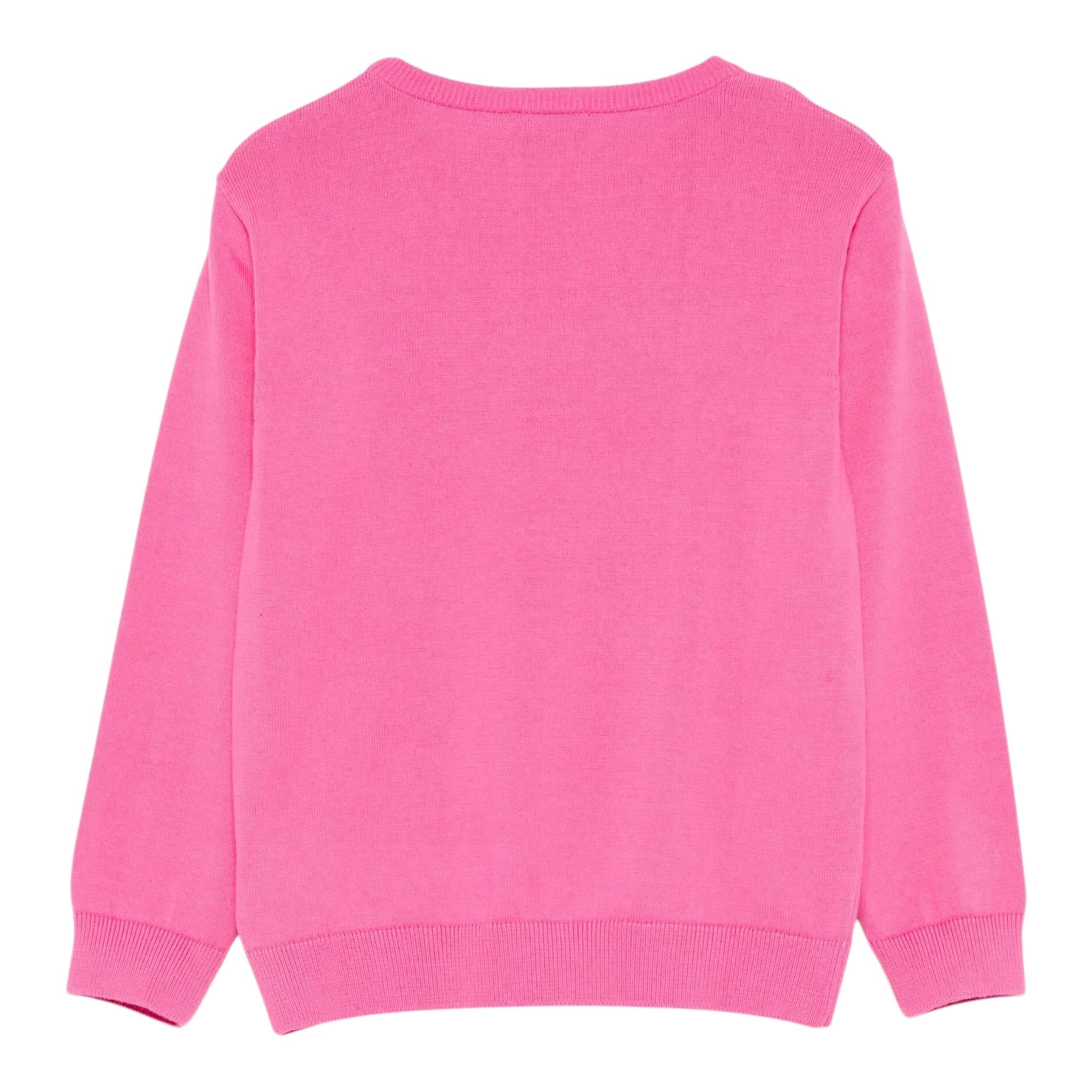 Moschino Maglia Girocollo Tinta Unita con Ricamo Orso per Bambina HYW00J ROSA MOSCHINO 