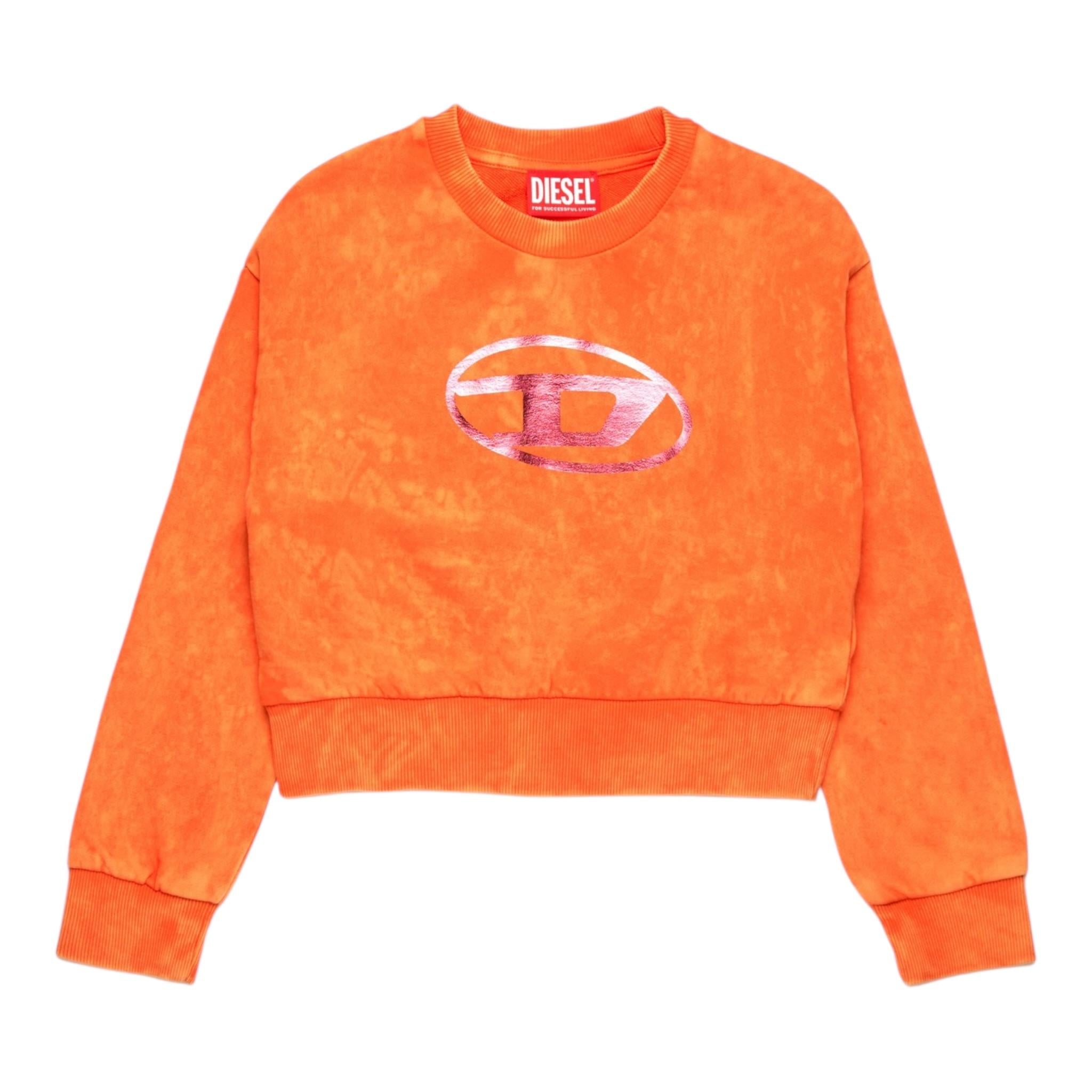 Diesel Felpa Chiusa Girocollo Tinta Unita con Logo per Bambina J02256 ARANCIONE DIESEL 