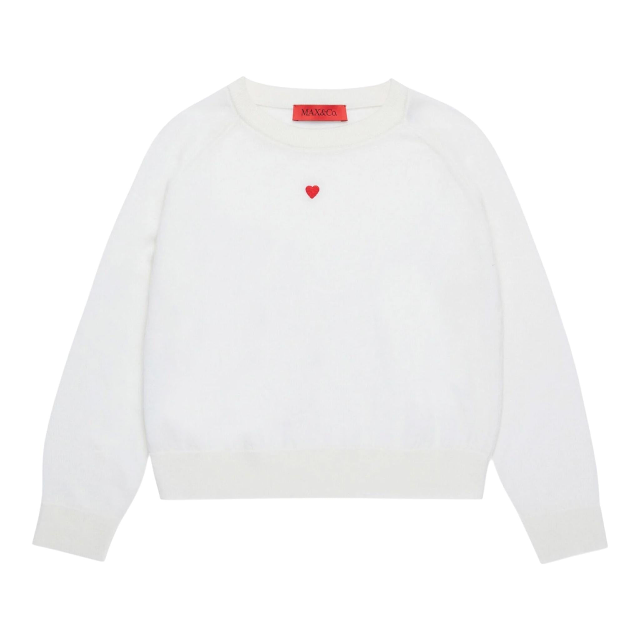 MAX&Co. maglia tinta unita girocollo con cuore Panna per Bambina MX00303 PANNA MAX&Co. 