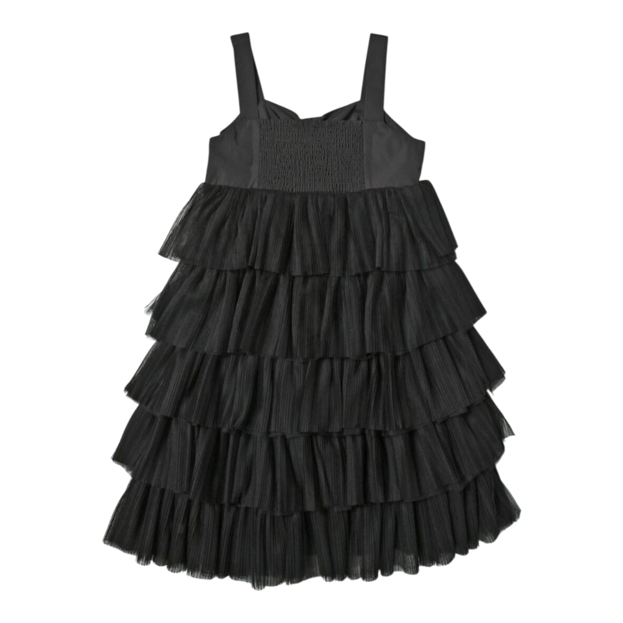 Twinset Abito con Bretelle Tinta Unita E Tulle per Bambina 231GJ2Q90 NERO TWINSET 