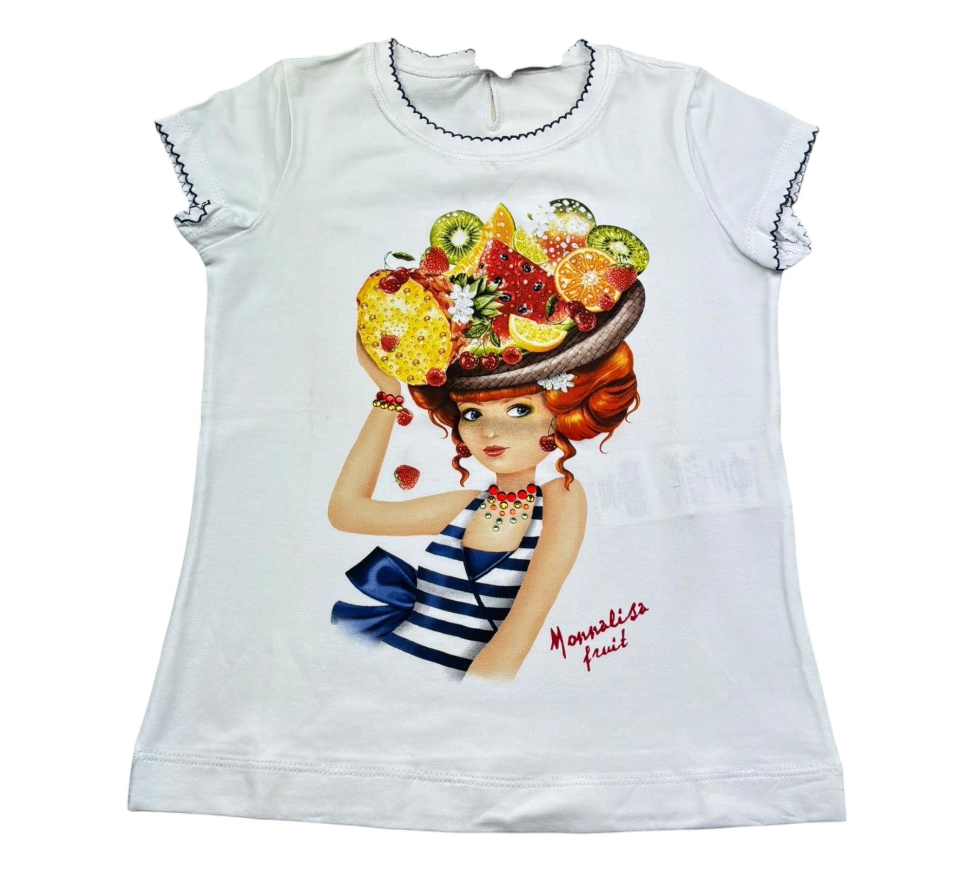 Monnalisa T-Shirt Girocollo Tinta Unita con Stampa per Bambina 117613S7 BIANCO MONNALISA 
