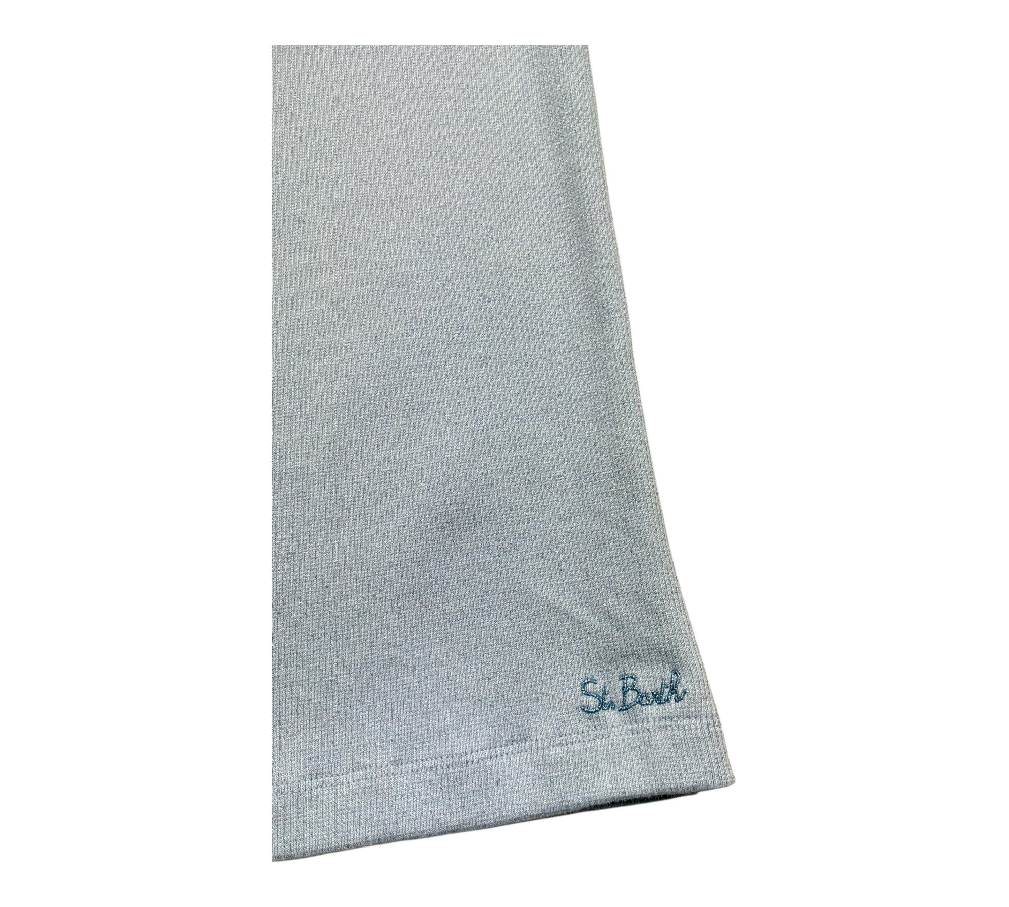 Saint Barth Abito Giromanica Tinta Unita Lurex per Bambina JENNIFER AZZURRO SAINT BARTH 