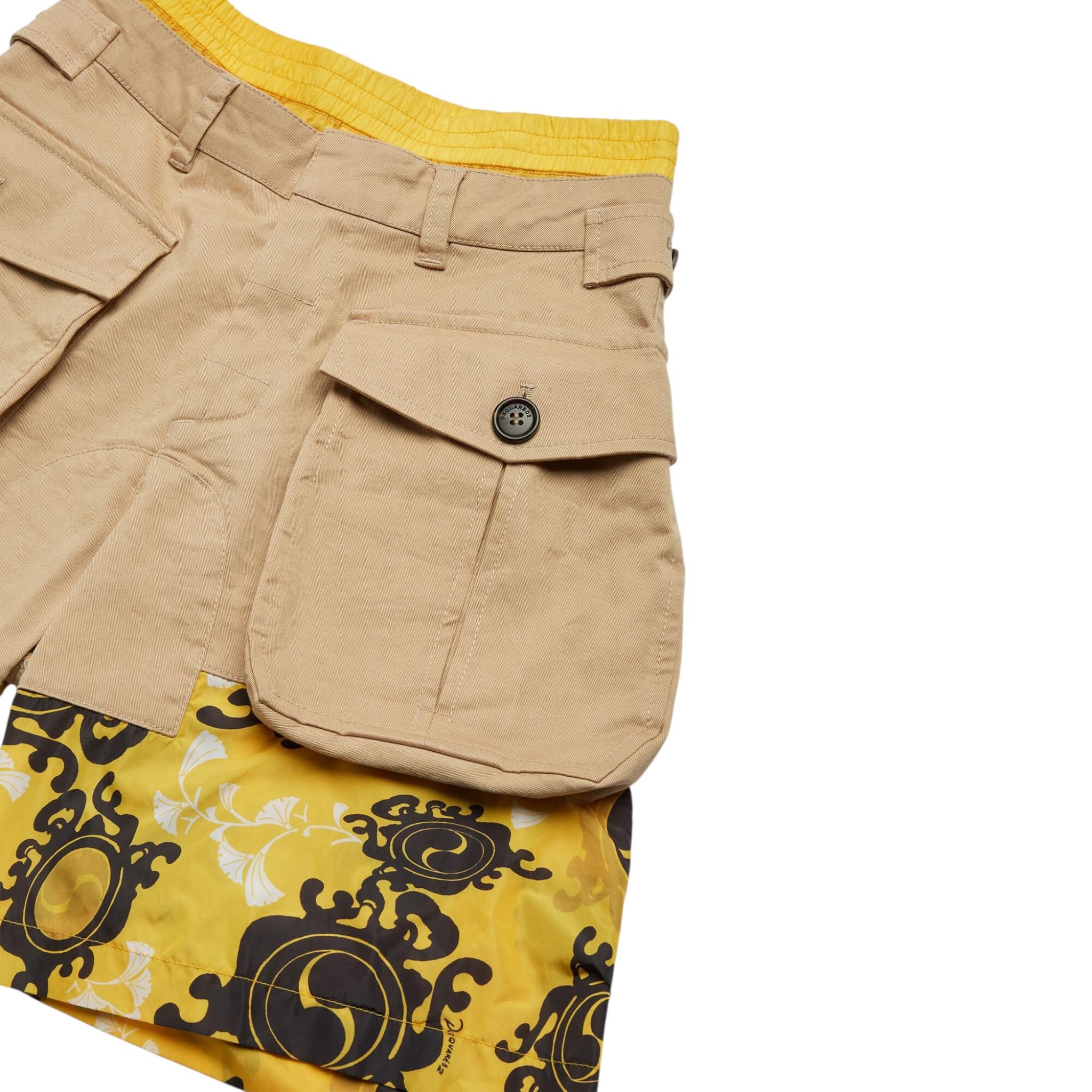 Dsquared2 Bermuda Tinta Unita con Finto Doppio Bermuda per Bambino DQ2280 BEIGE DSQUARED2 