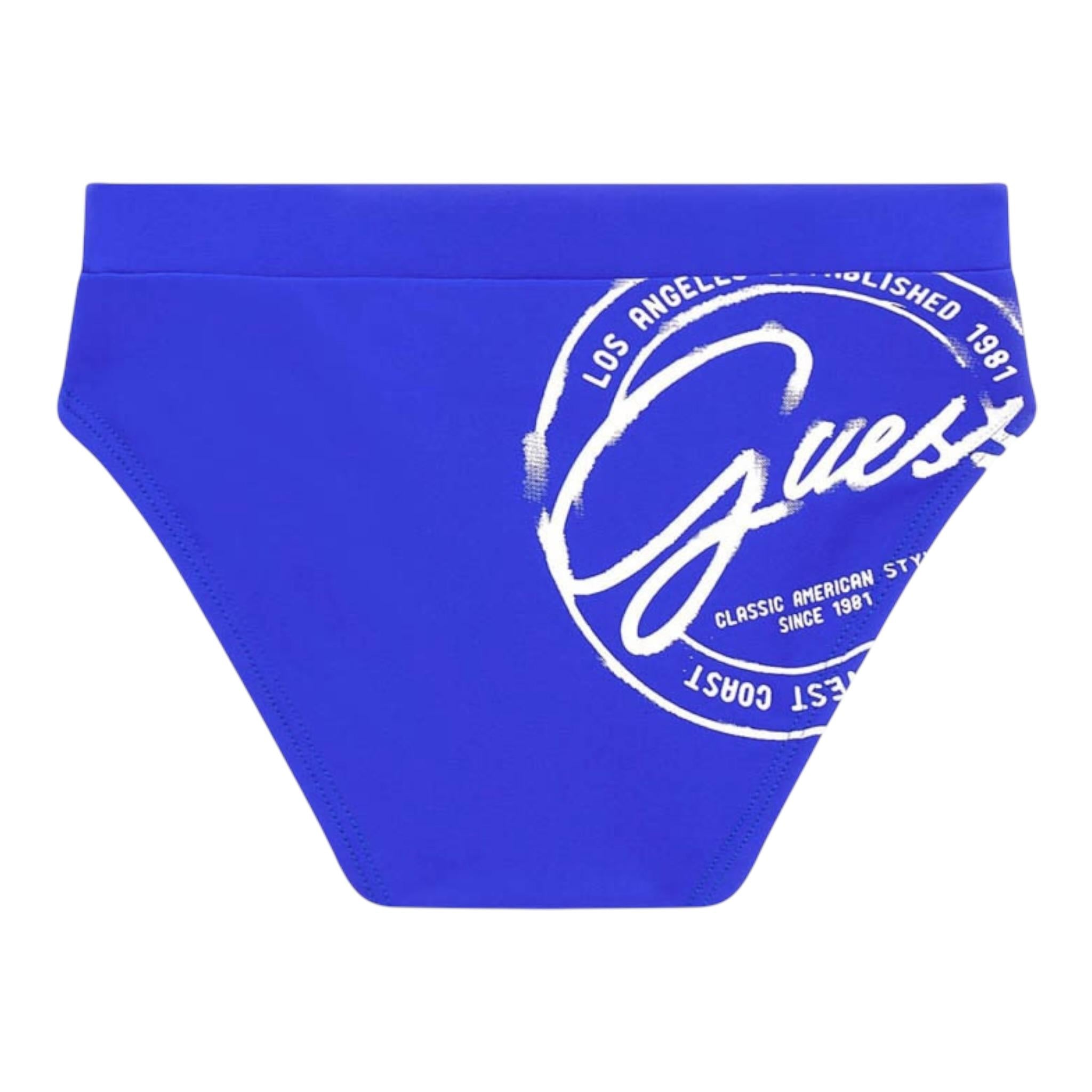 Guess Costume Mutandina Tinta Unita con Stampa per Neonato I4GZ02MC052 COBALTO GUESS 