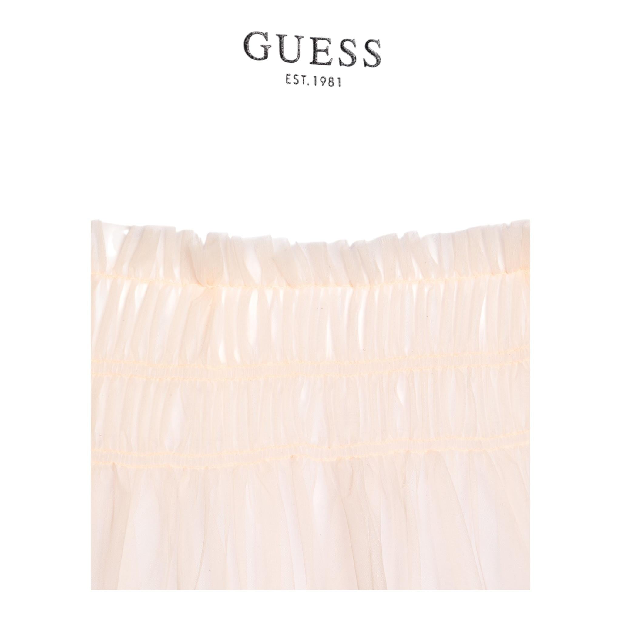 Guess Abito Mezza Manica Tinta Unita con Gonna Tulle per Bambina J5RK18K6YW0 BIANCO/ROSA GUESS 