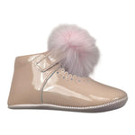 Indice Ballerine Tinta Unita con Strappo E Pon Pon per Neonata 1708 ROSA INDICE 