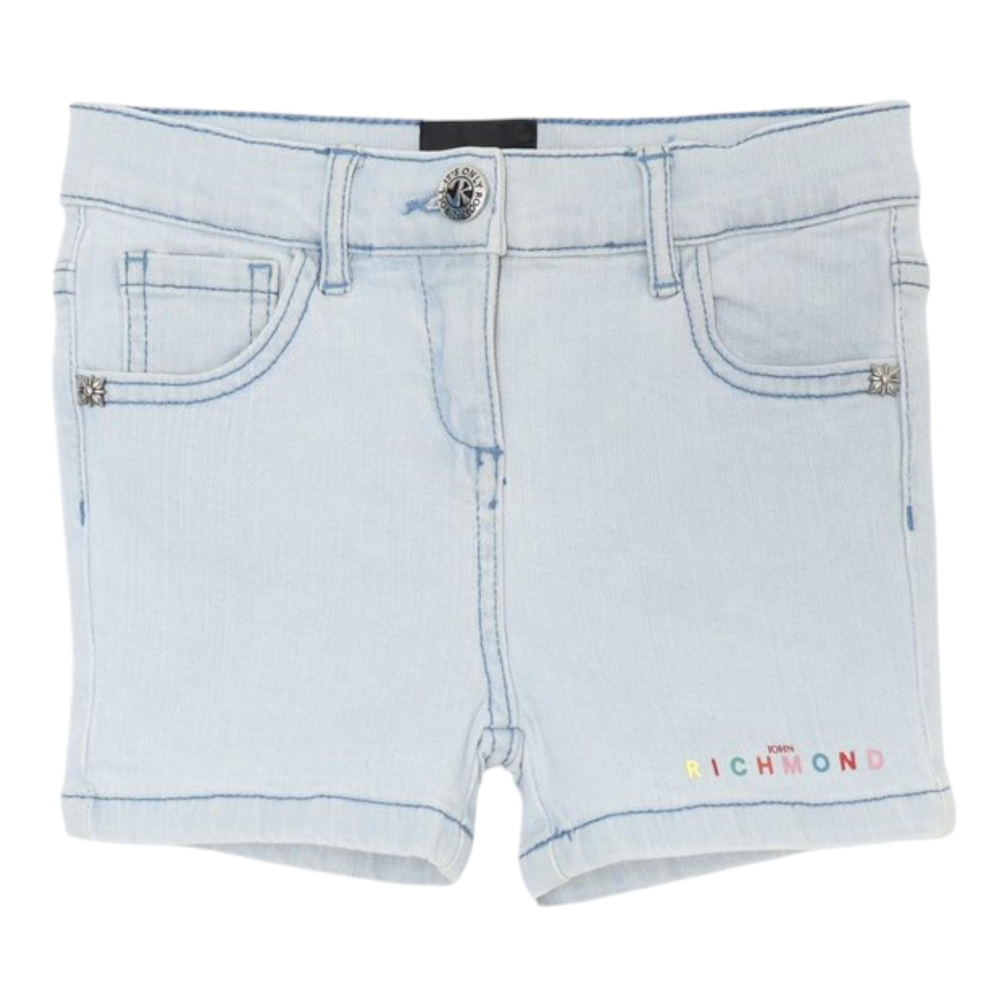 John Richmond Short In Denim Tinta Unita con Logo per Neonata RIP25031SHXX AZZURRO JOHN RICHMOND 