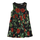 DOLCE & GABBANA abito giromanica tinta unita con stampe rose Nero per Bambina L52DX4 NERO DOLCE & GABBANA 