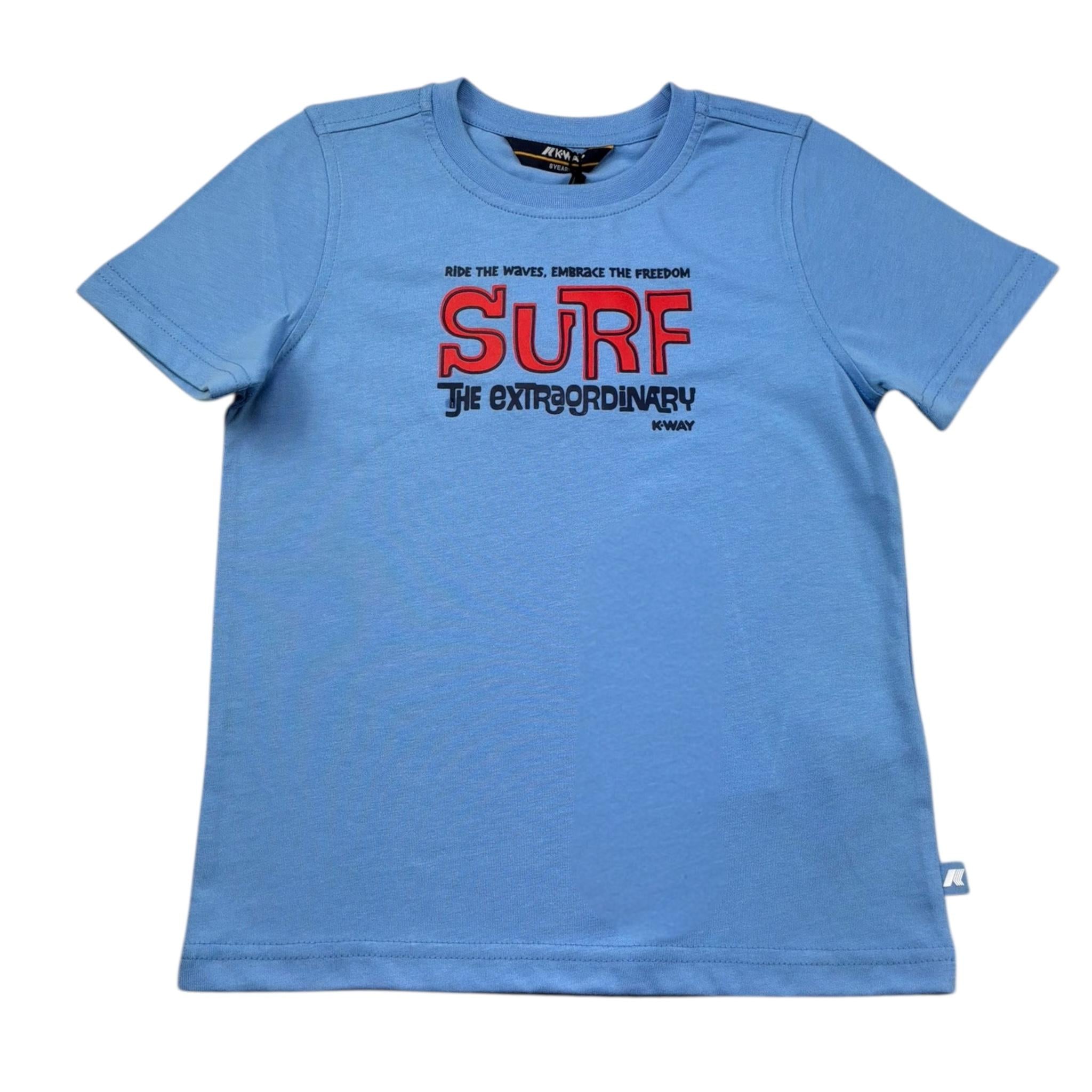 K-Way T-Shirt Girocollo Tinta Unita con Stampa per Bambino K11711W AZZURRO K-WAY 