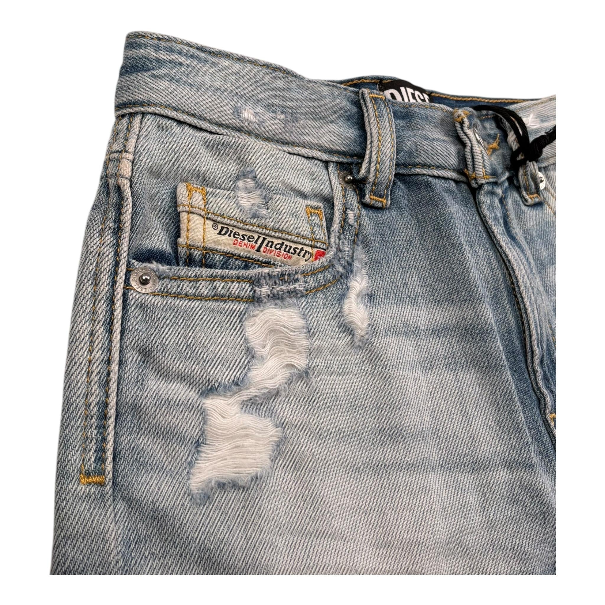 Diesel Bermuda In Denim Tinta Unita con Strappi per Bambino J00511 AZZURRO DIESEL 