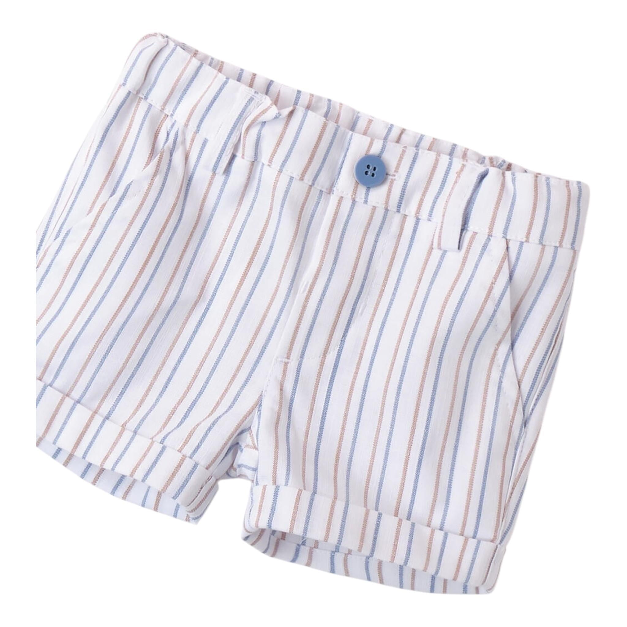 Minibanda Bermuda Tinta Unita con Fantasia A Righe per Neonato 3B620 BIANCO MINIBANDA 