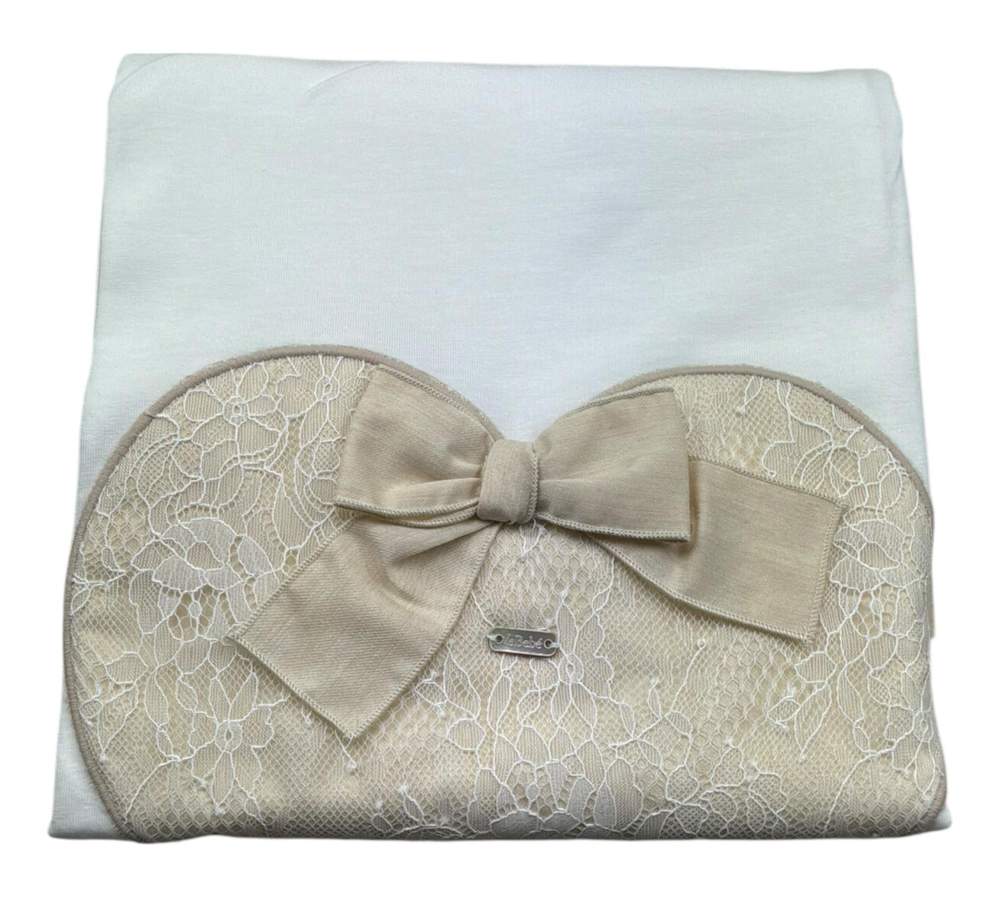 Le Bebe Coperta Tinta Unita con Ricami per Neonata LBG6332 BIANCO LE BEBE 
