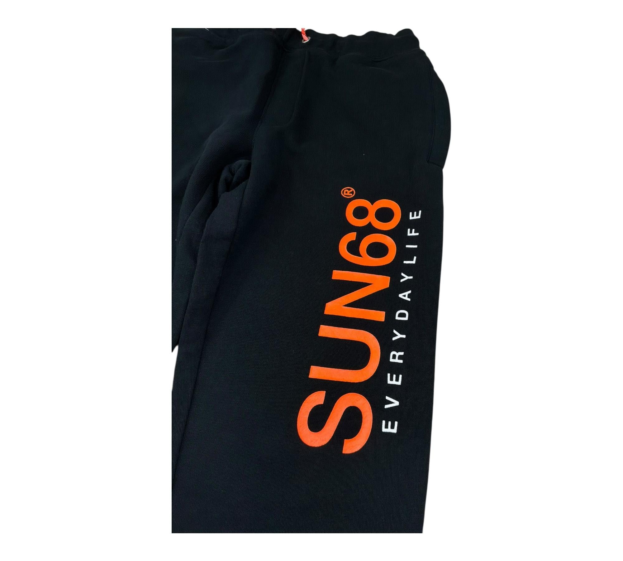 Sun68 Pantalone Tuta Tinta Unita con Stampa per Bambino F32331 NERO SUN68 
