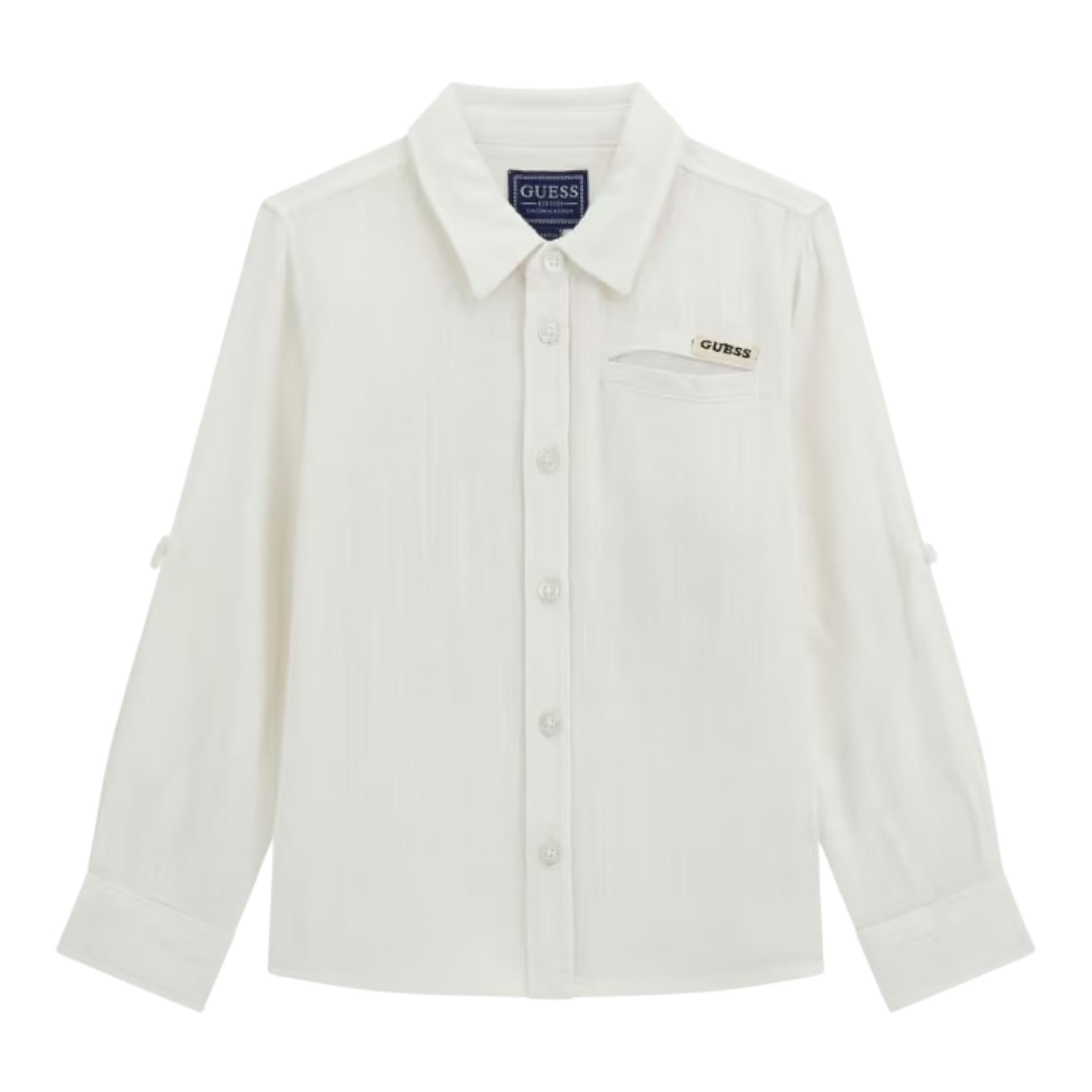 Guess Camicia Tinta Unita con Logo per Neonato N5GH00WFBT0X BIANCO GUESS 