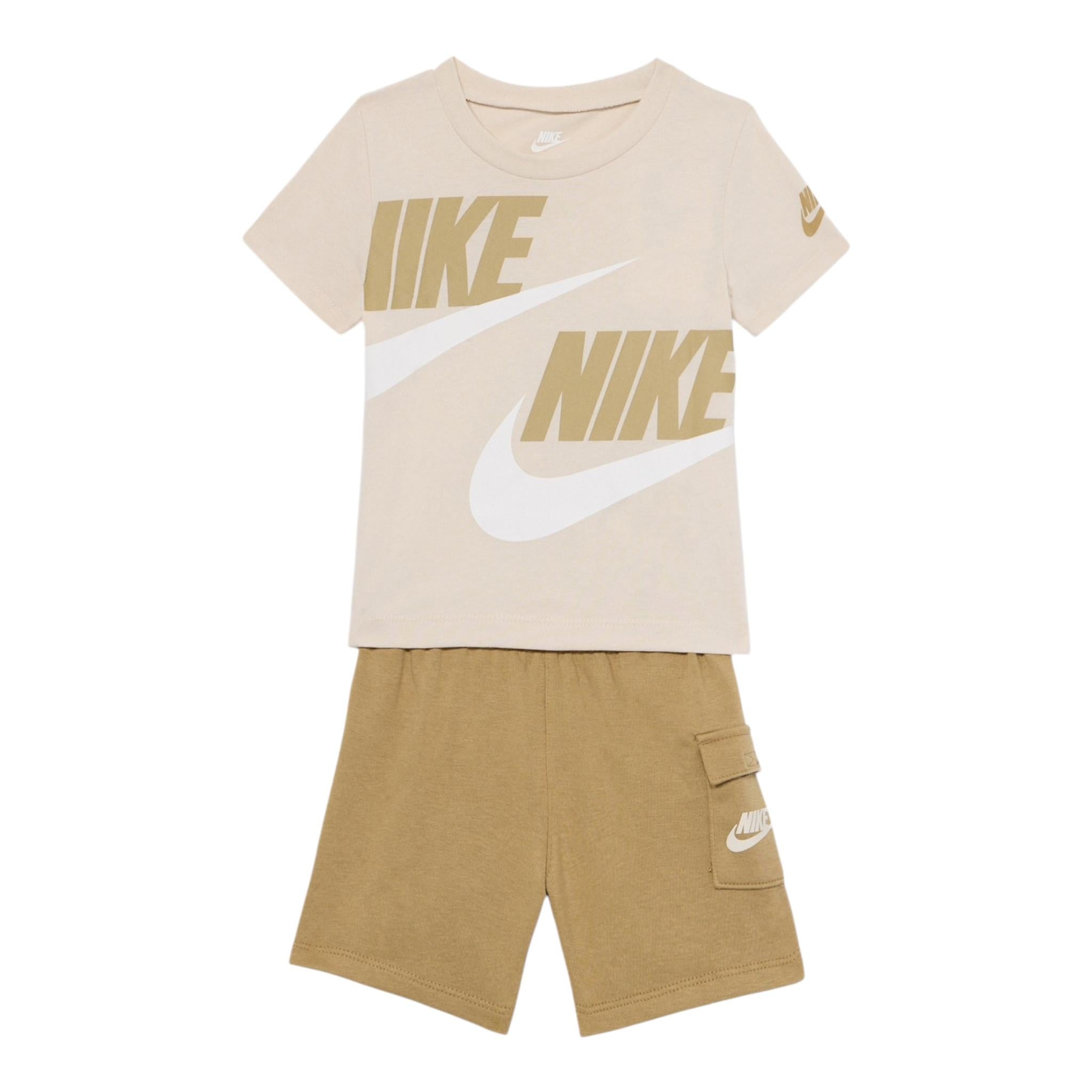 Nike Completo 2 Pezzi T-Shirt-Bermuda Tinta Unita per Bambino 86J213 BEIGE NIKE 