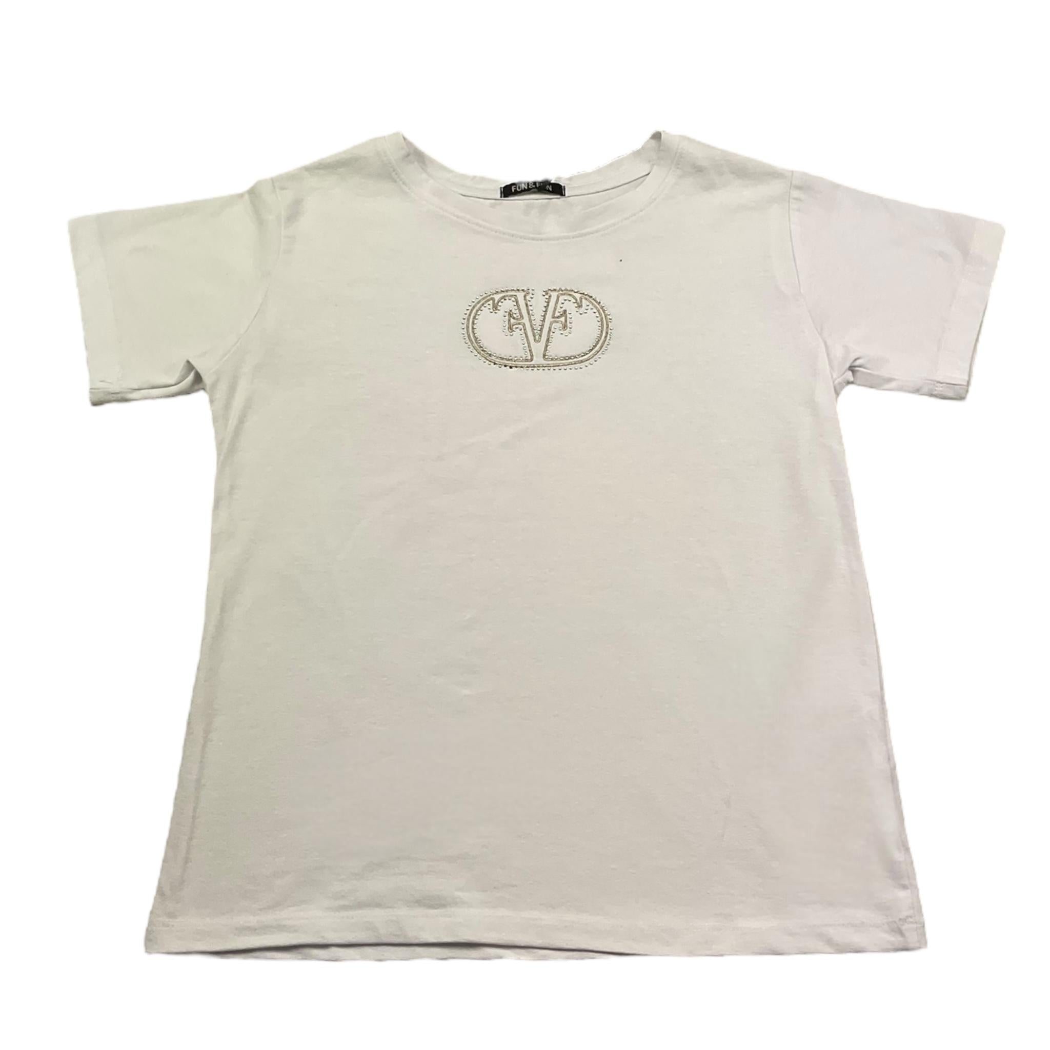 Fun & Fun T-Shirt Girocollo Tinta Unita con Logo per Bambina FNCJTS01019 BIANCO FUN & FUN 