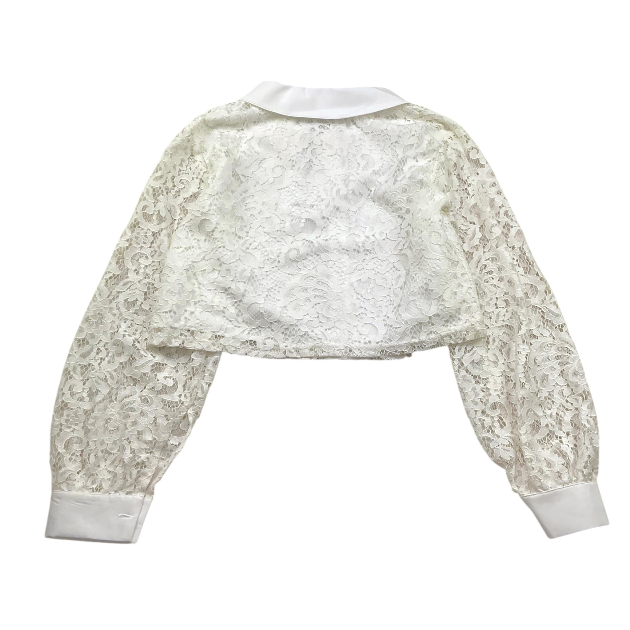 Janice Camicia Tinta Unita Traforata per Bambina JN707R BIANCO JANICE 