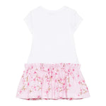 Monnalisa Abito Tinta Unita con Fantasia Fiori per Bambina 11E906X BIANCO/ROSA MONNALISA 