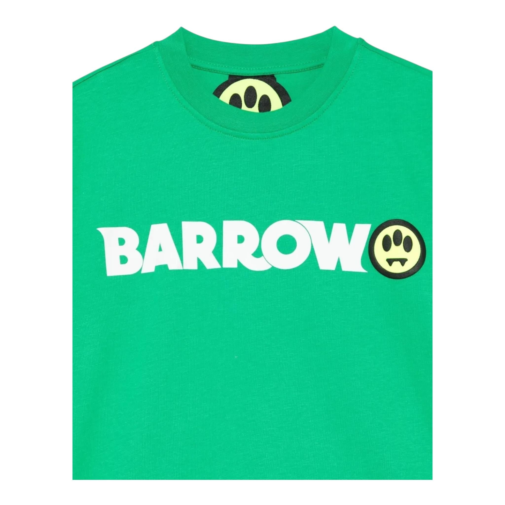 Barrow Kids T-Shirt Girocollo Tinta Unita con Logo per Bambino S5BKJUTH082X VERDE BARROW KIDS 