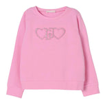 Liu Jo Felpa Chiusa Girocollo Tinta Unita con Logo per Bambina KA5014J ROSA LIU JO 