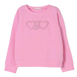 Liu Jo Felpa Chiusa Girocollo Tinta Unita con Logo per Bambina KA5014J ROSA LIU JO 