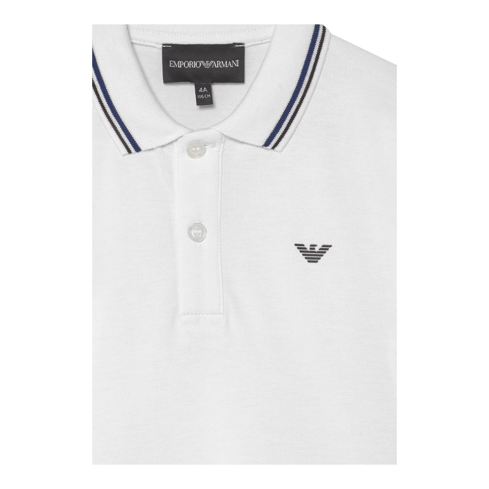 Emporio Armani Polo Mezza Manica Tinta Unita con Logo per Bambino 8N4F30 BIANCO EMPORIO ARMANI 