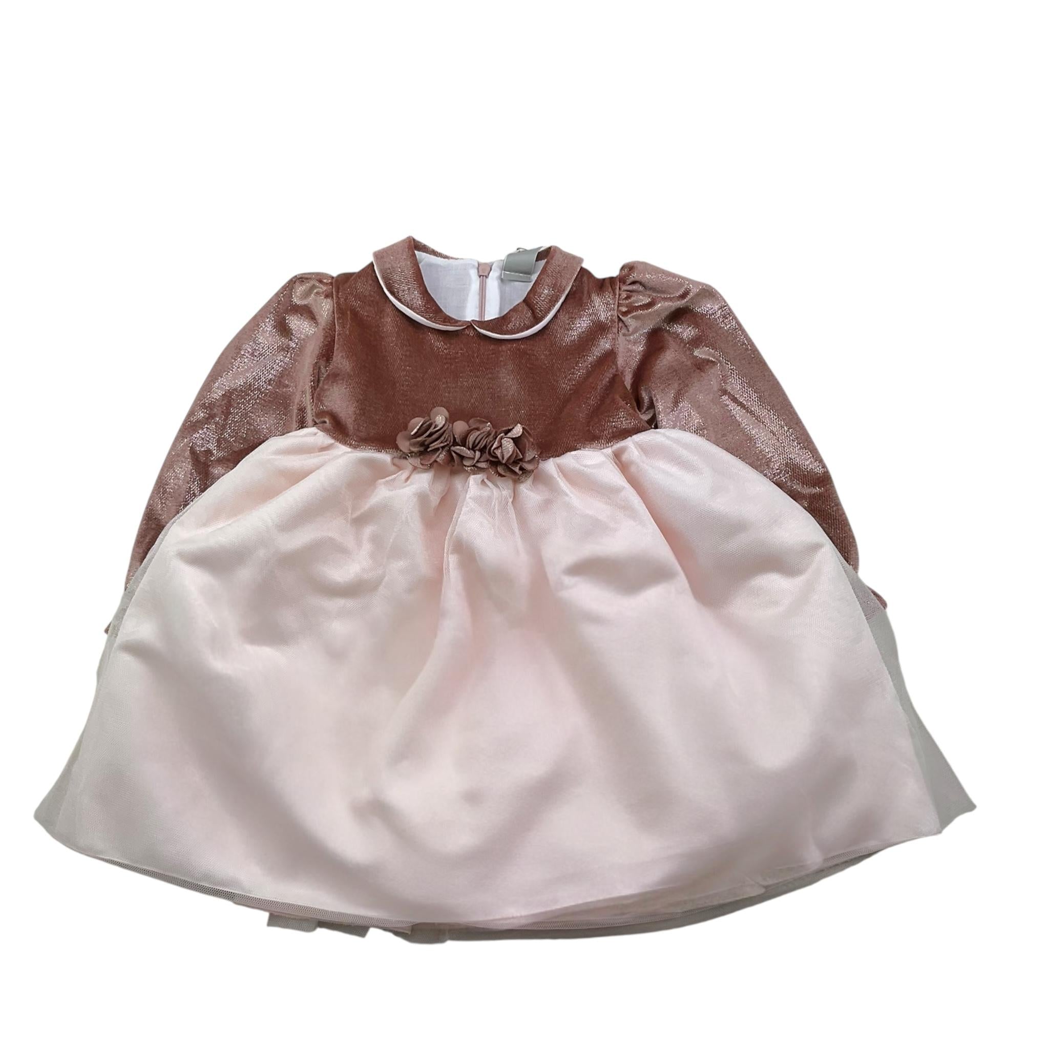 MARLU' abito cerimonia tinta unita con tulle Rosa per Neonata IH818LML ROSA MARLU' 