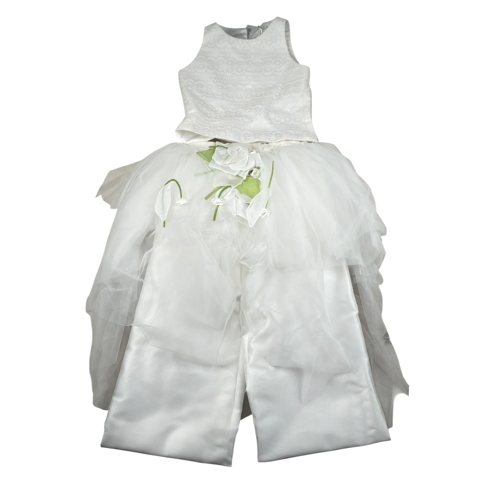 Raffaella Completo Cerimonia 3 Pezzi Camicia-Pantalone-Gonna Tulle per Bambina PONZA BIANCO RAFFAELLA 