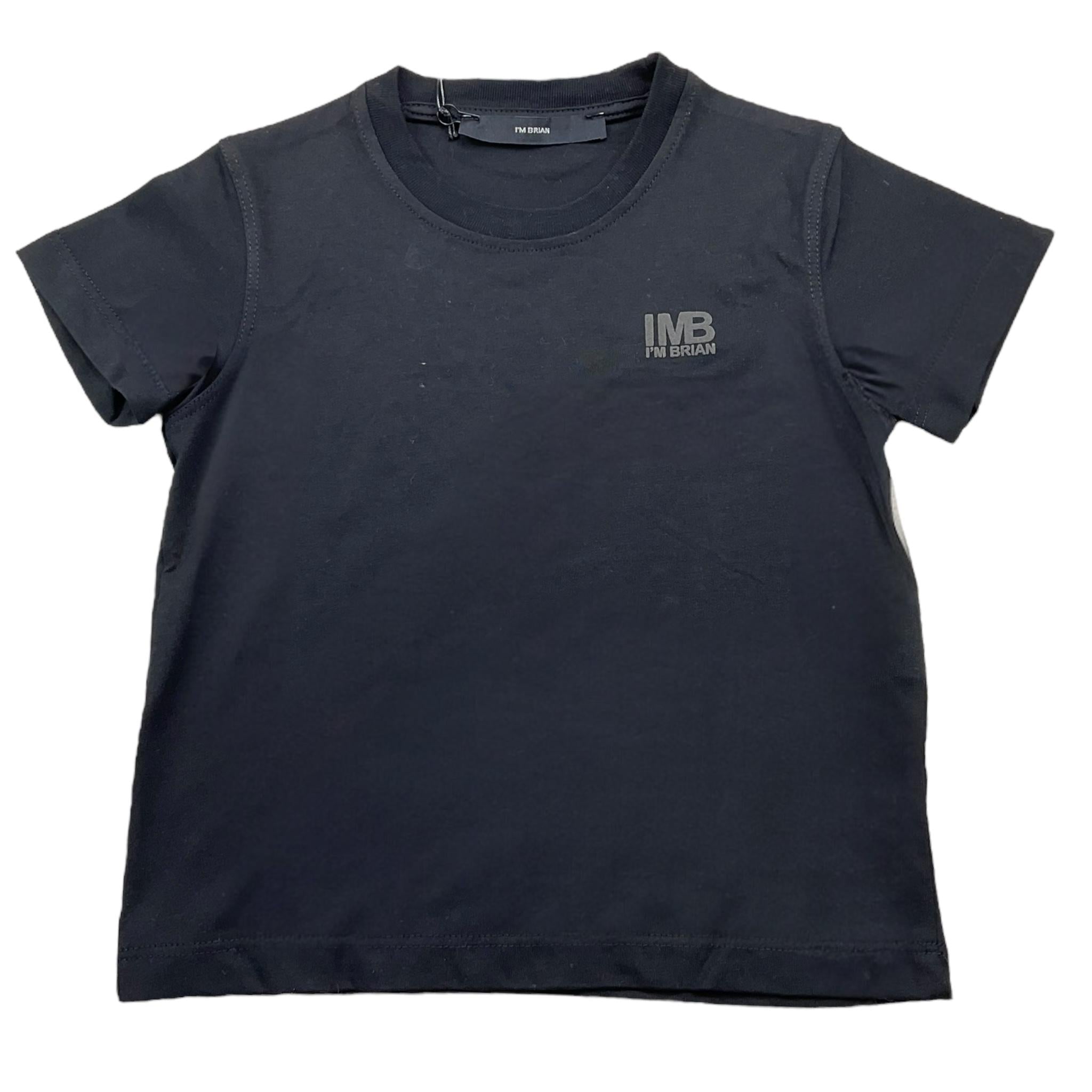 I'M BRIAN t-shirt girocollo tinta unita con logo Nero per Neonato TS3142JX NERO I'M BRIAN 