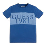 Guess T-Shirt Girocollo Tinta Unita con Stampa per Neonato N3GI02K8HM0 BLU GUESS 