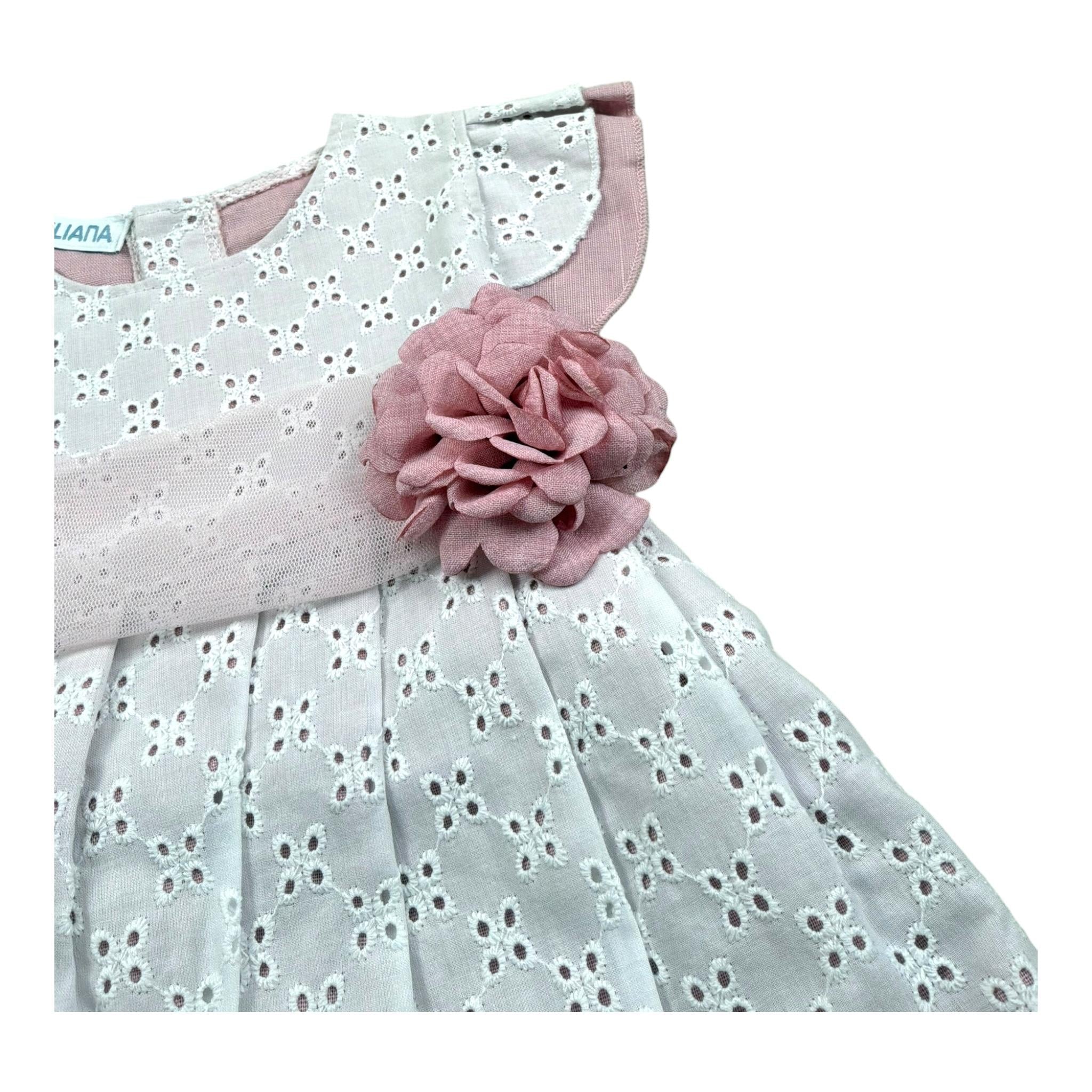 Juliana Abito Mezza Manica Bicolore con Applicazione per Neonata 25139 BIANCO/ROSA JULIANA 