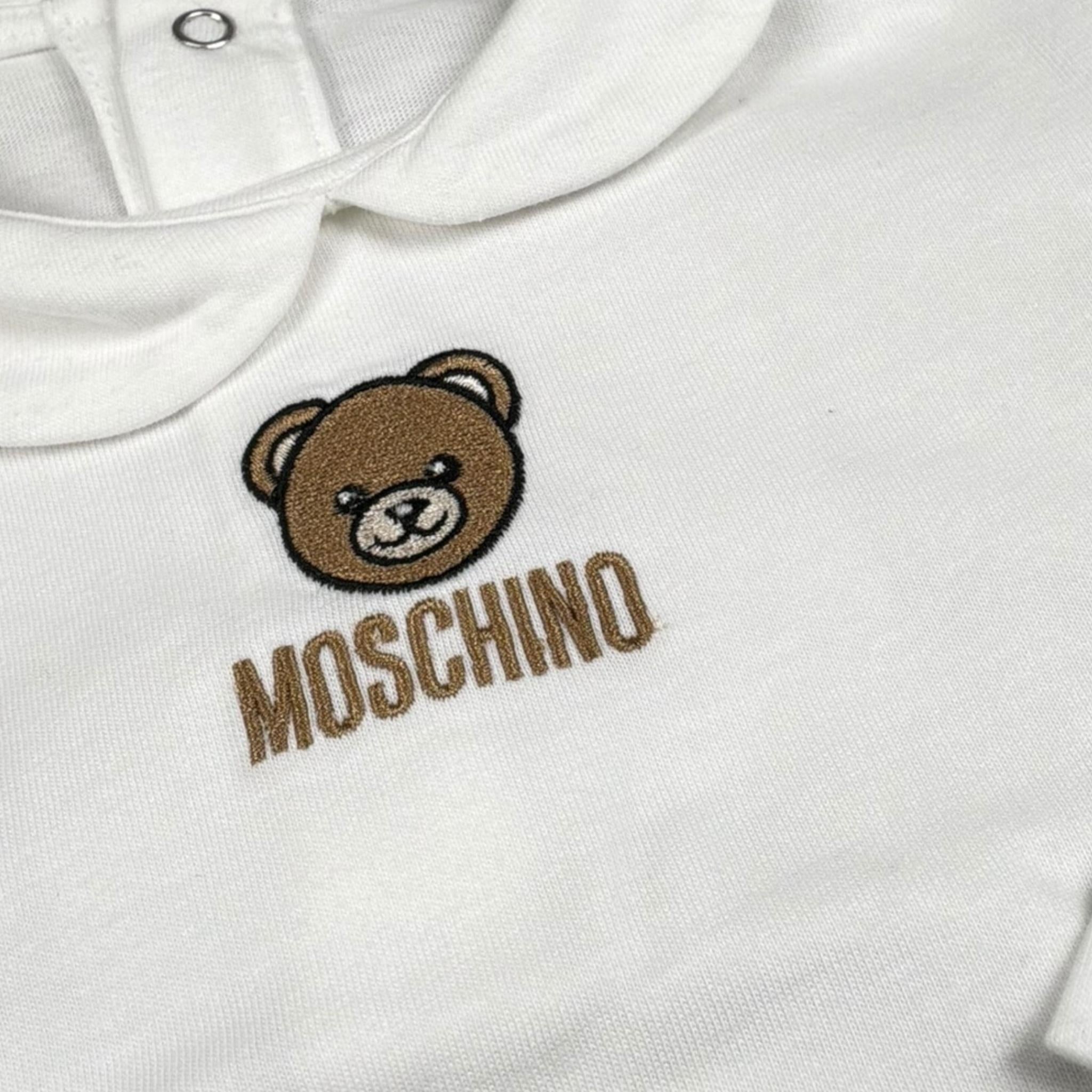 Moschino Tutina Tinta Unita con Logo per Neonato MOY06Y BIANCO MOSCHINO 