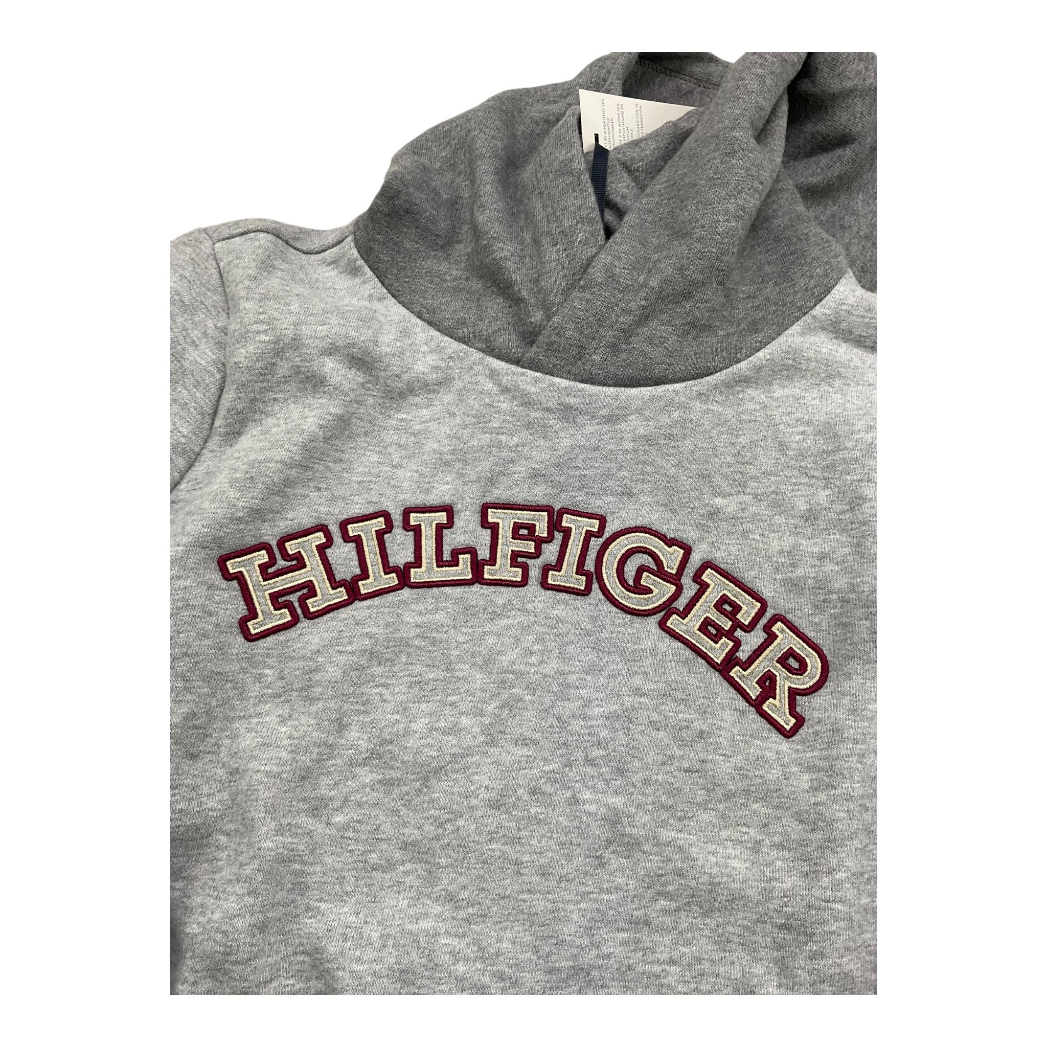 TOMMY HILFIGER felpa chiusa con cappuccio tinta unita con logo Grigio per Bambino KB0KB09190 GRIGIO TOMMY HILFIGER 