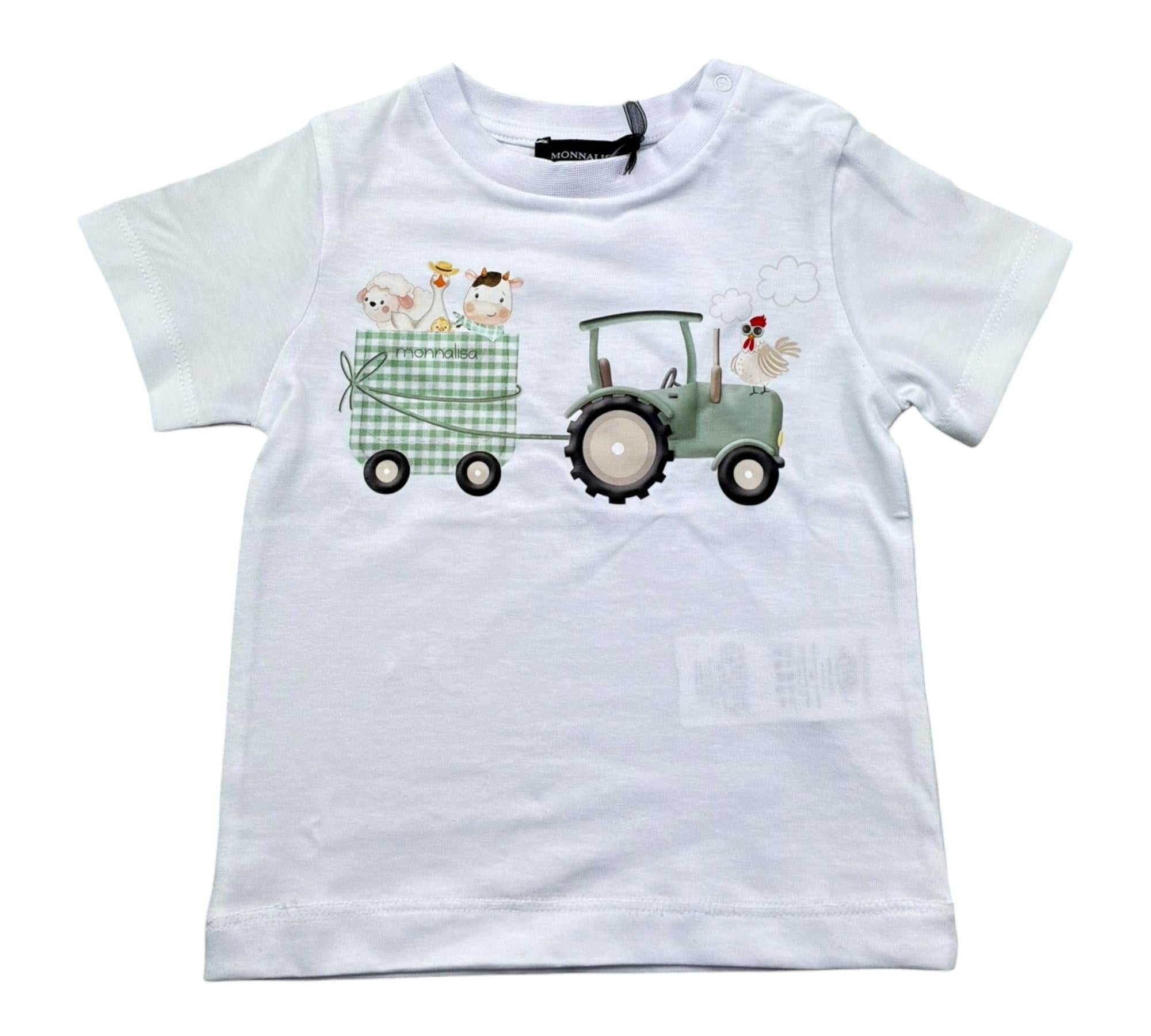 Monnalisa T-Shirt Girocollo Tinta Unita con Stampa per Bambino 28E602 BIANCO MONNALISA 