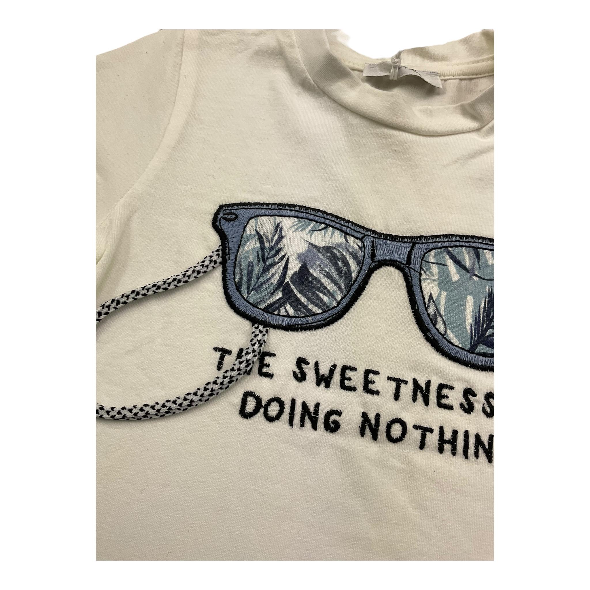 M+E' T.Shirt Girocollo Tinta Unita con Stampe per Neonato UEM0557 PANNA M+E' 