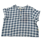 Petit Indi T-Shirt Bicolore con Fantasia A Quadri per Neonato SS25B2833 BIANCO/BLU PETIT INDI 