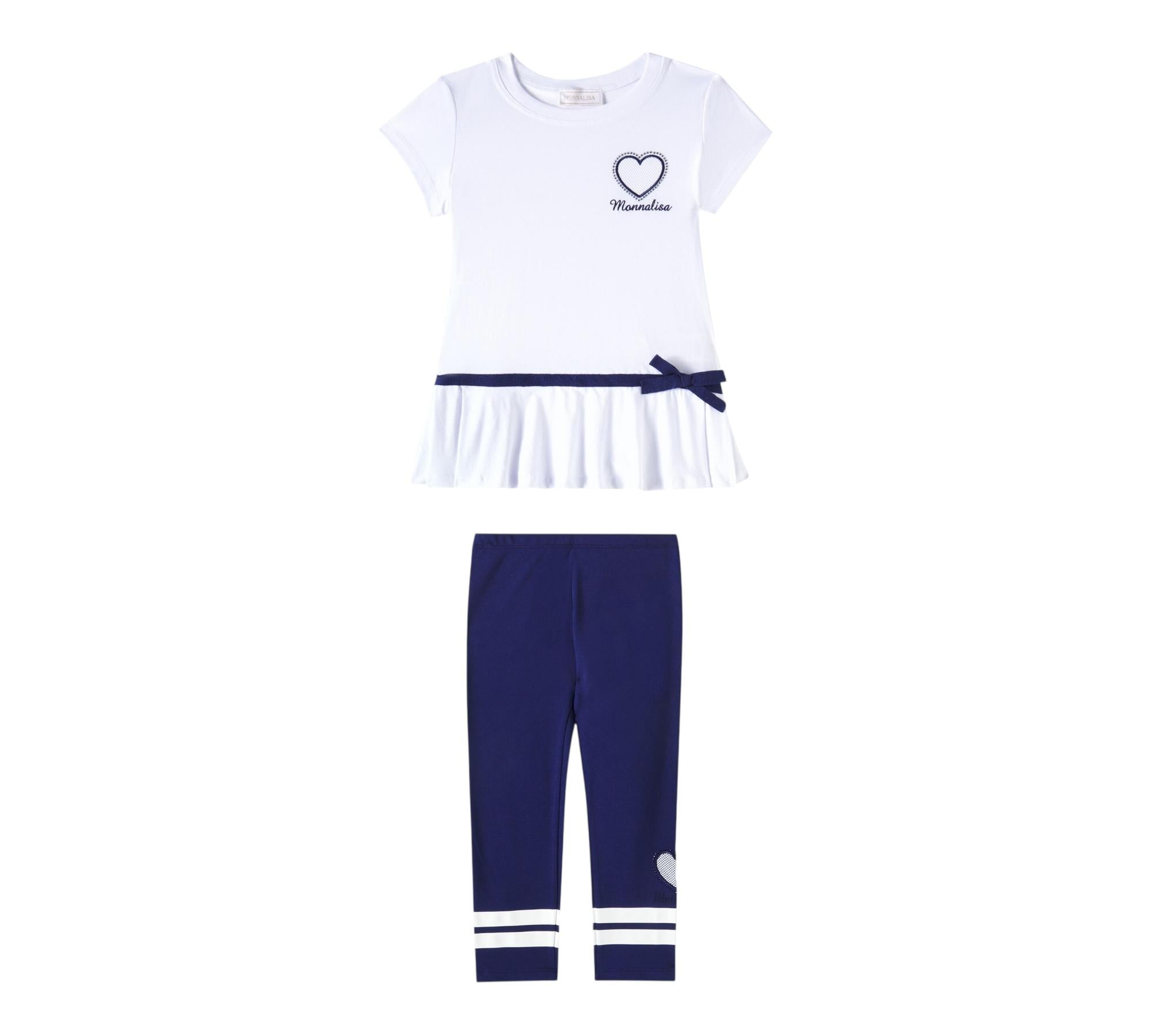 Monnalisa Completo 2 Pezzi T-Shirt-Leggins Bicolore per Bambina 19E500 BIANCO/BLU MONNALISA 