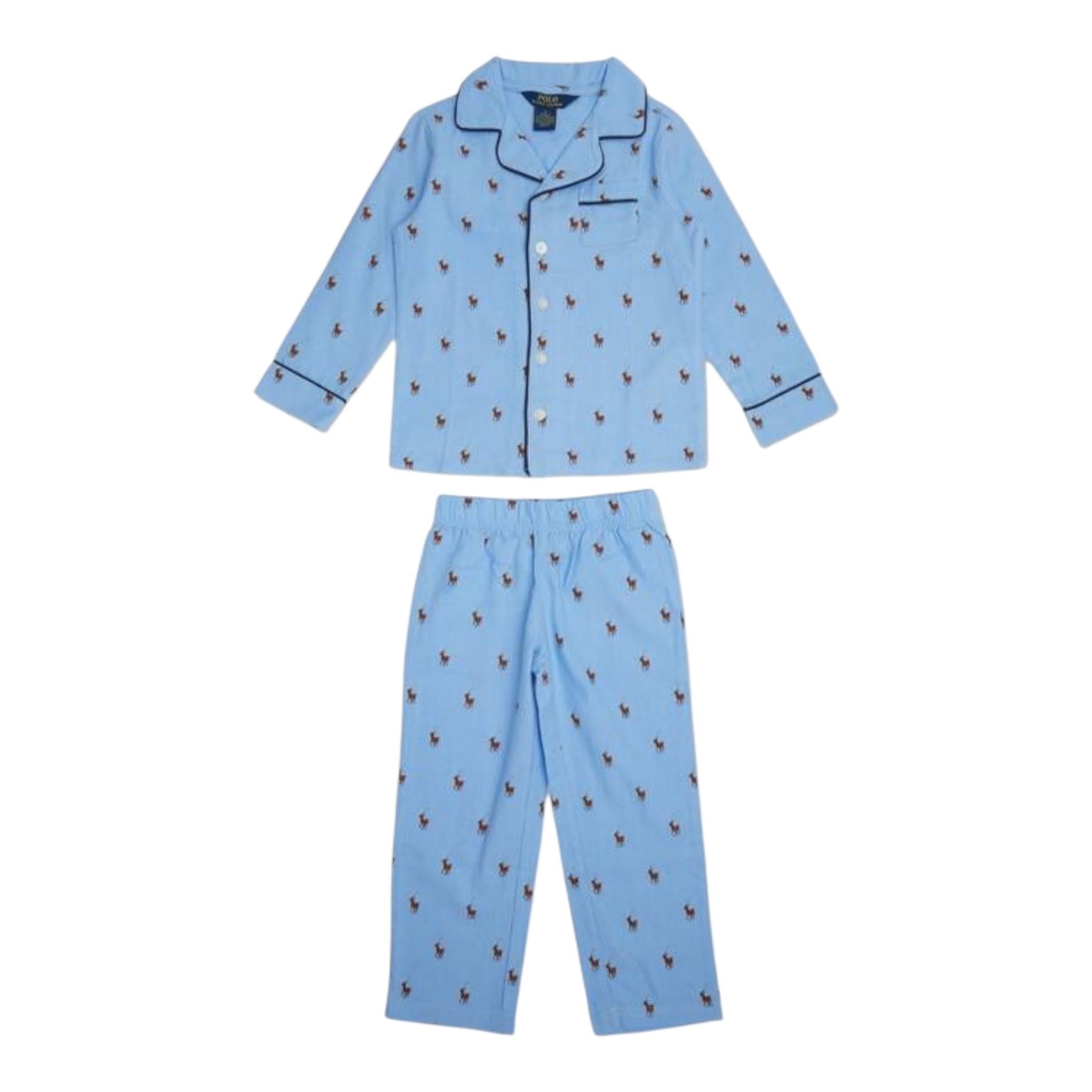 Ralph Lauren Completo 2 Pezzi Pigiama Shirt-Pantalone per Bambino 9P0137 AZZURRO RALPH LAUREN 