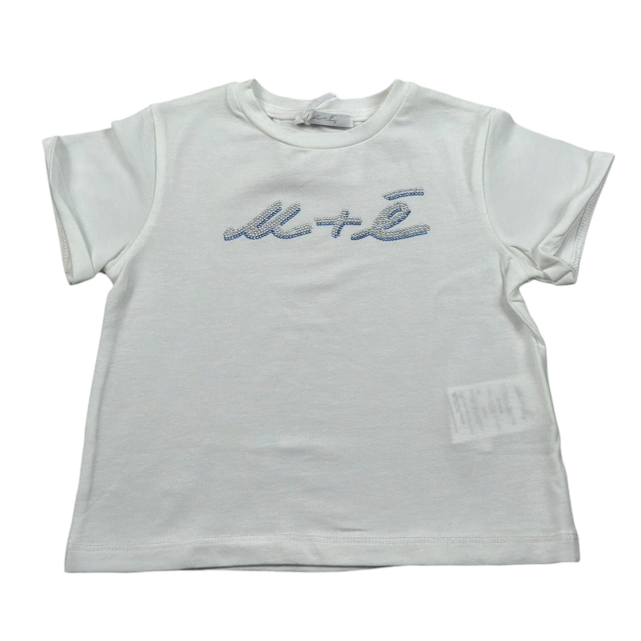 M+E' T-Shirt Girocollo tinta unita con Stampa Bianco per Neonata UE1405 BIANCO M+E' 