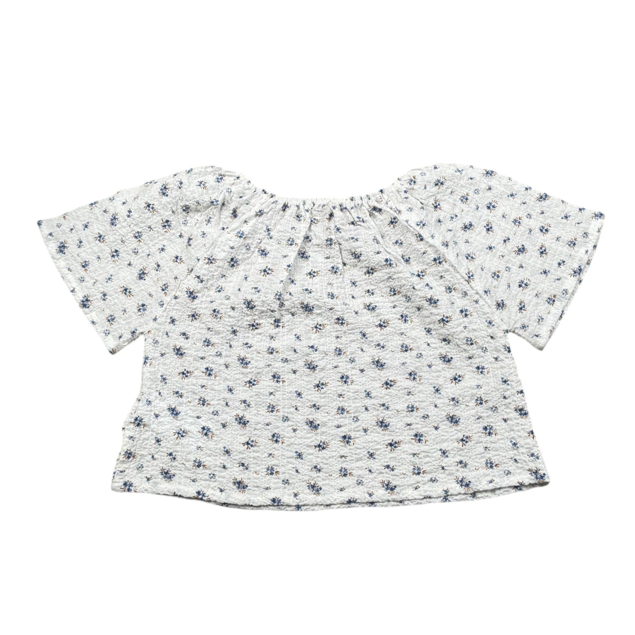 Petit Indi Camicia Tinta Unita con Stampa Fiori per Neonata SS25BK4035 BIANCO PETIT INDI 