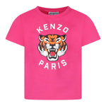 Kenzo T-Shirt Girocollo Tinta Unita con Stampa per Bambina K61054 ROSA KENZO 
