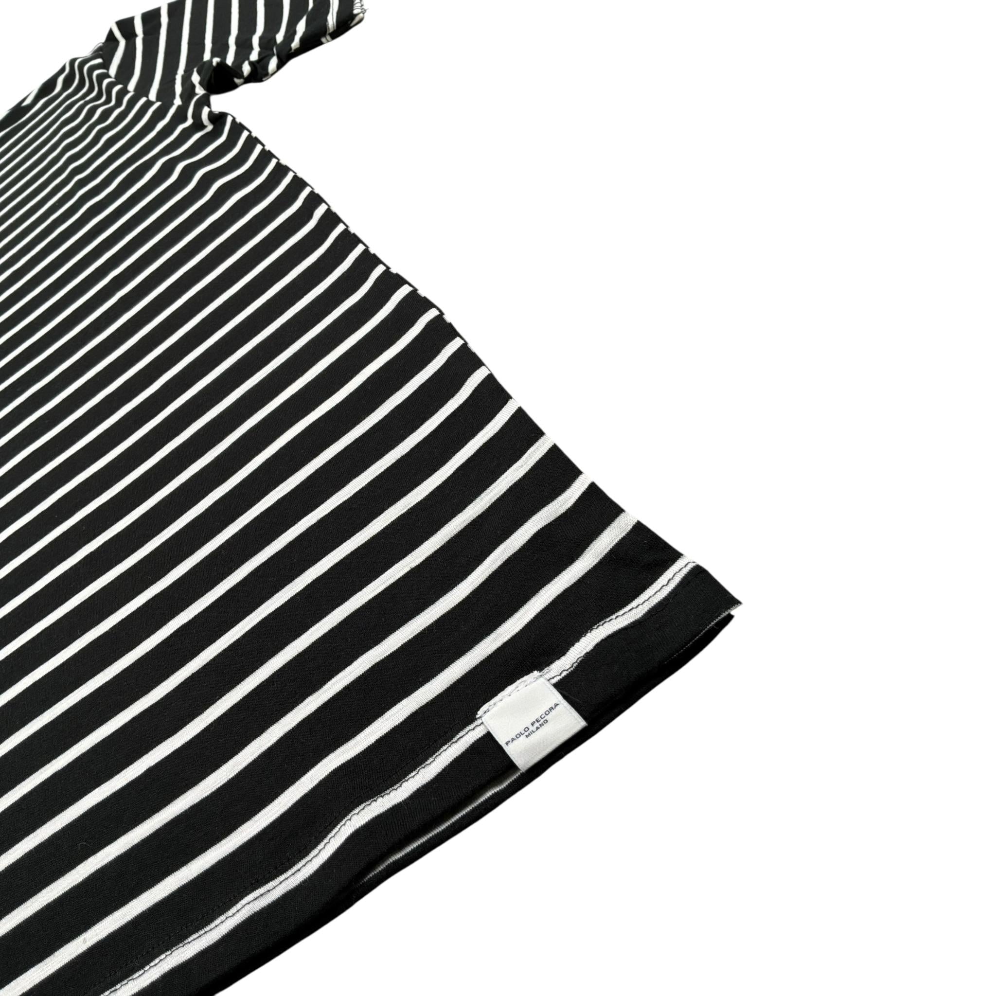 Paolo Pecora T-Shirt Girocollo tinta unita con Stampa A Righe Nero per Bambino P2668 NERO PAOLO PECORA 