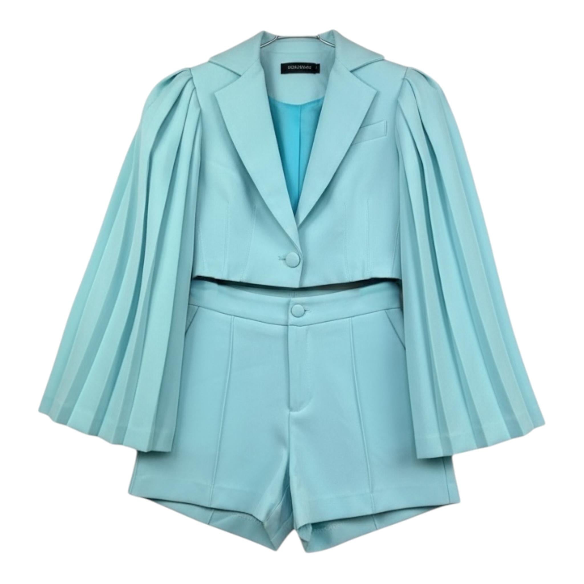 Fun & Fun Completo 2 Pezzi Giacca-Short Tinta Unita per Bambina FNCJJK01076 VERDE ACQUA FUN & FUN 