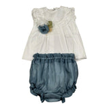 Barcellino Completo 2 Pezzi Camicia-Culotte per Neonata 120816 BIANCO/BLU BARCELLINO 