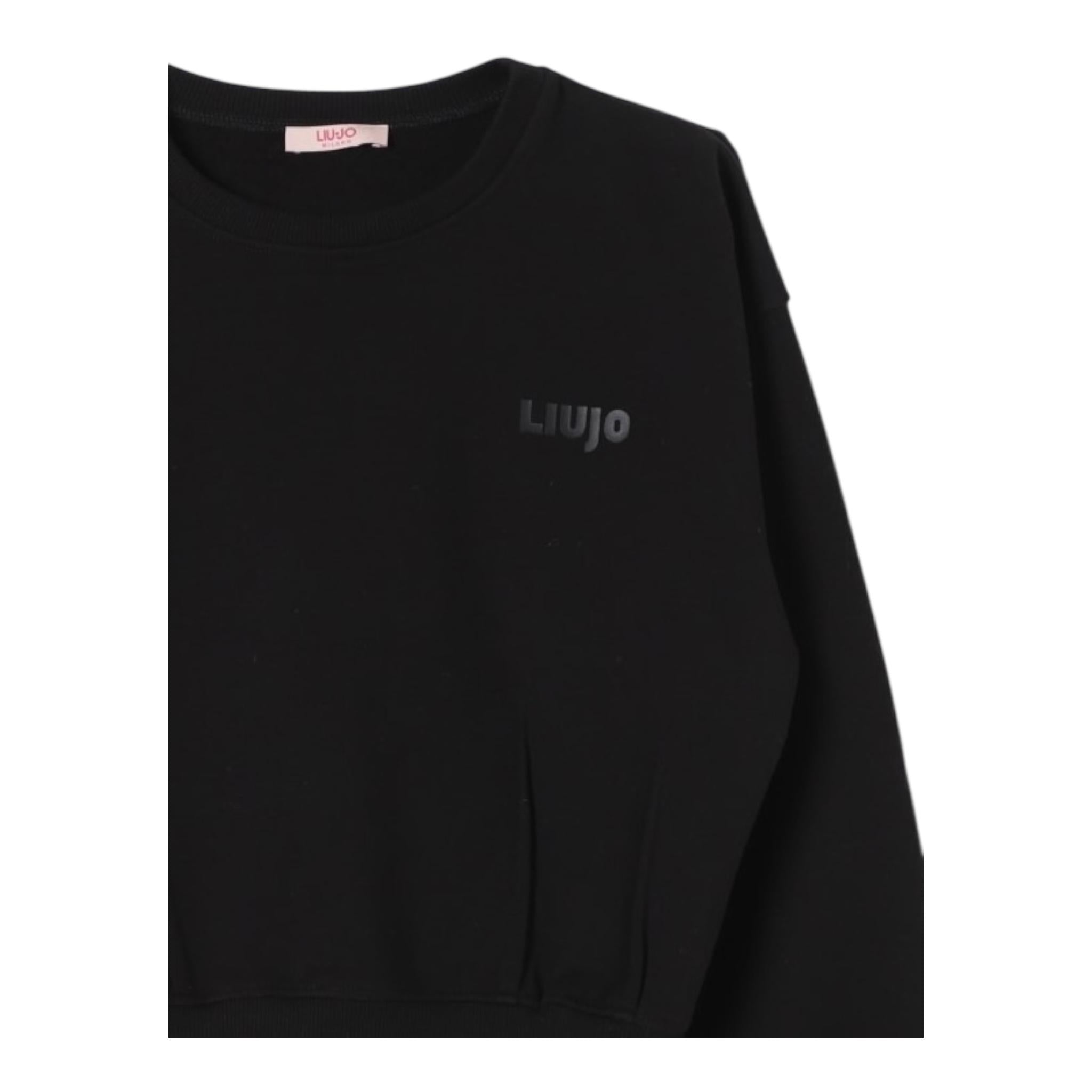 LIU JO felpa girocollo tinta unita con stampa Nero per Bambina GF4067F0939 NERO LIU JO 