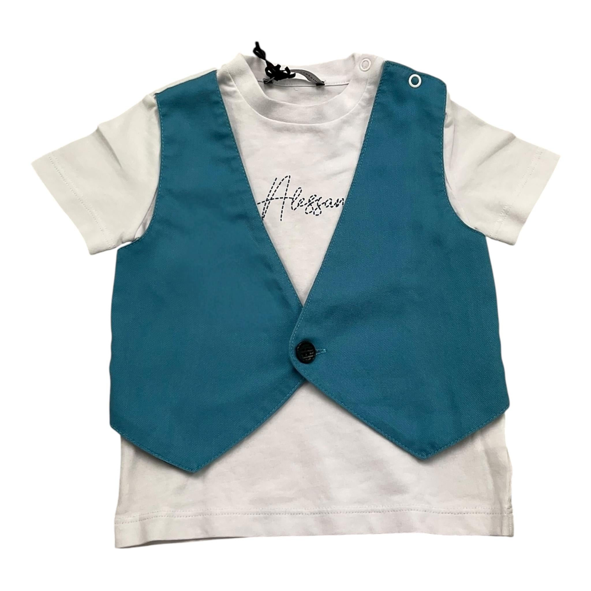 Daniele Alessandrini T-Shirt Girocollo con Gilet Finto per Neonato 1296MB0921 BIANCO DANIELE ALESSANDRINI 
