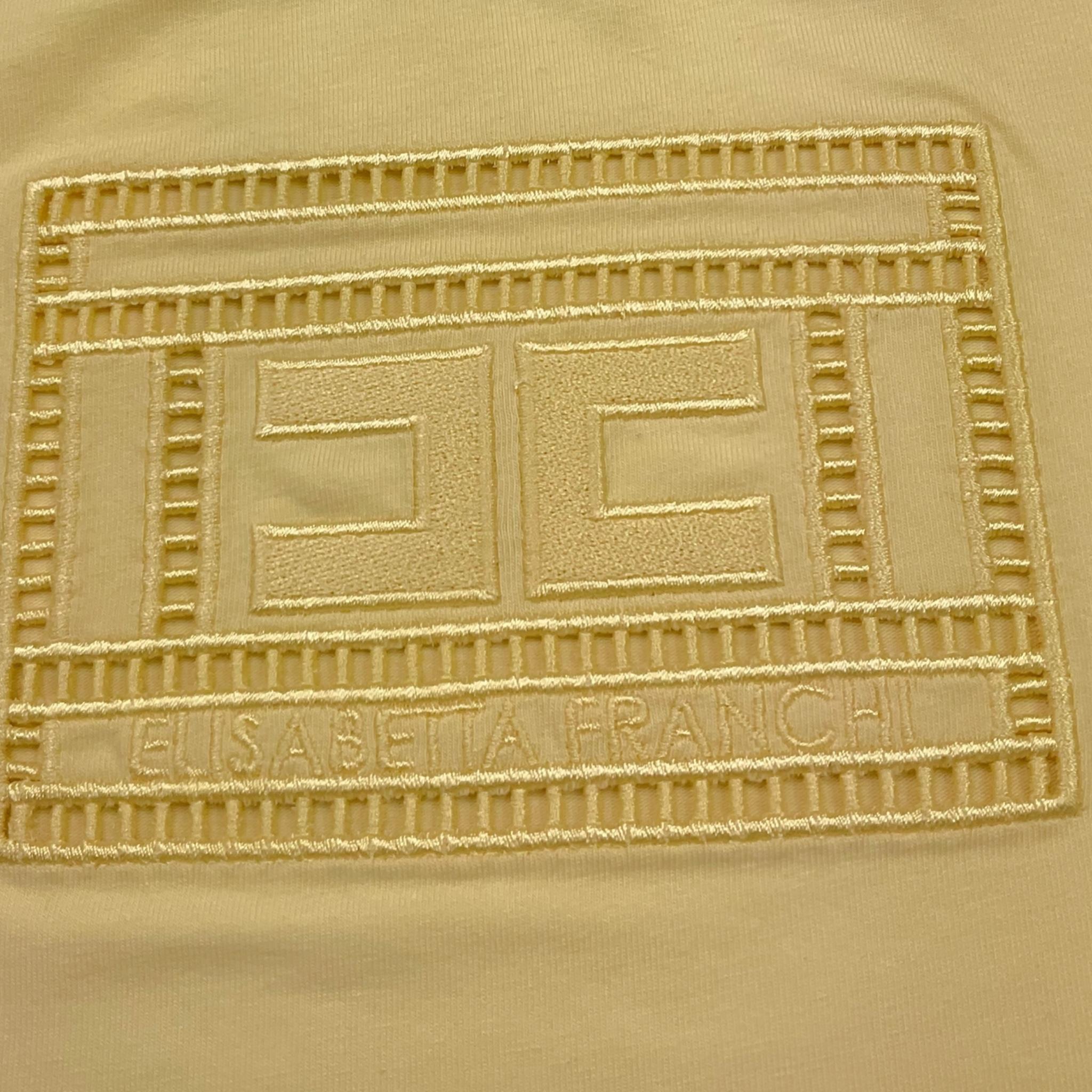 Elisabetta Franchi T-Shirt Girocollo Tinta Unita con Stampa Traforata per Neonata EGTS096N GIALLO ELISABETTA FRANCHI 