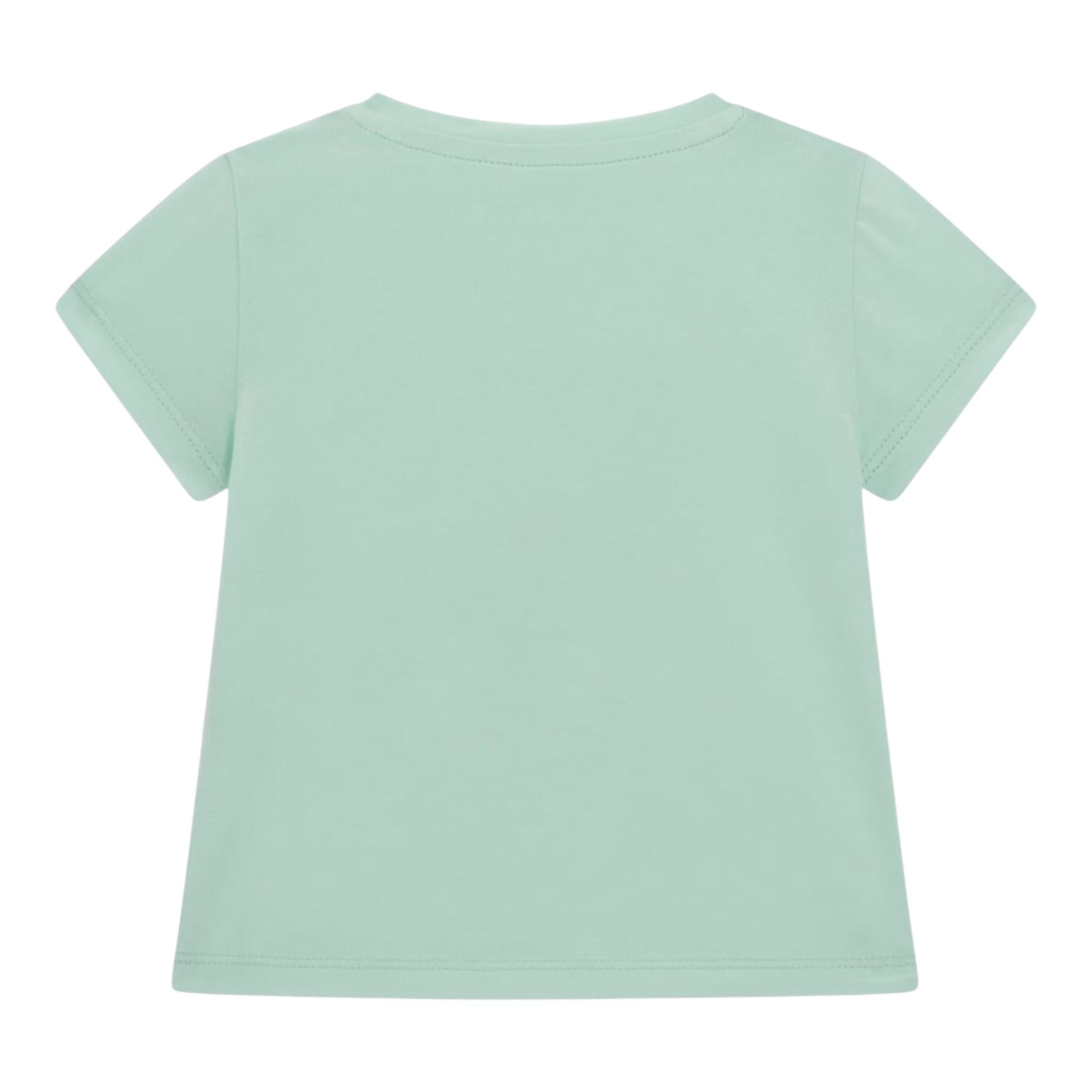 Guess T-Shirt Girocollo Tinta Unita con Stampa per Neonata A5GI03K6YW4 VERDE ACQUA GUESS 