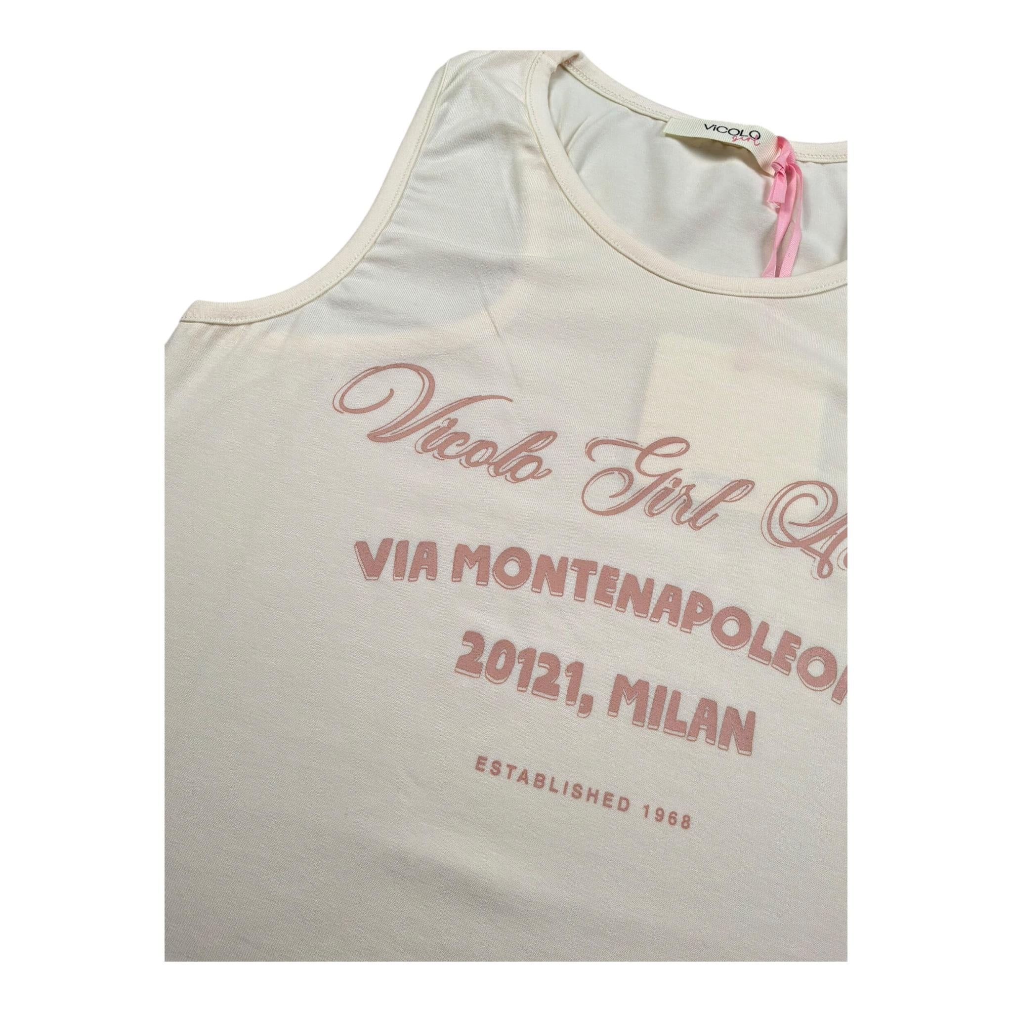 Vicolo Canotta Girocollo Tinta Unita con Stampa per Bambina 3146M00269 ROSA VICOLO 