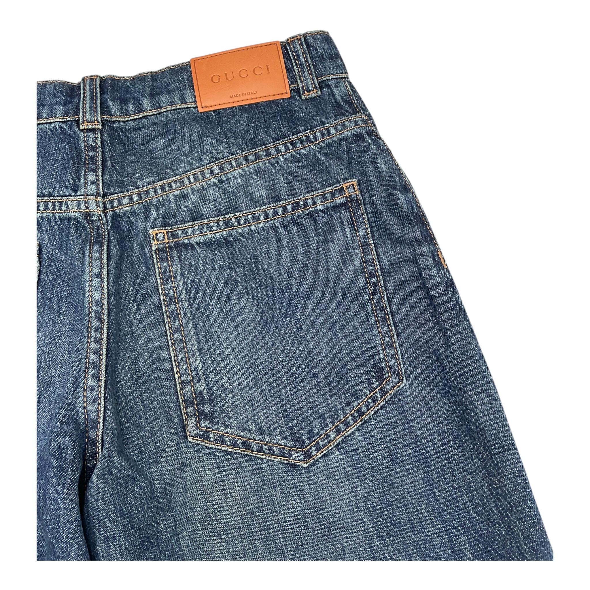 GUCCI jeans tinta unita con girovita regolabile  Blu per Bambino 787179 BLU GUCCI 